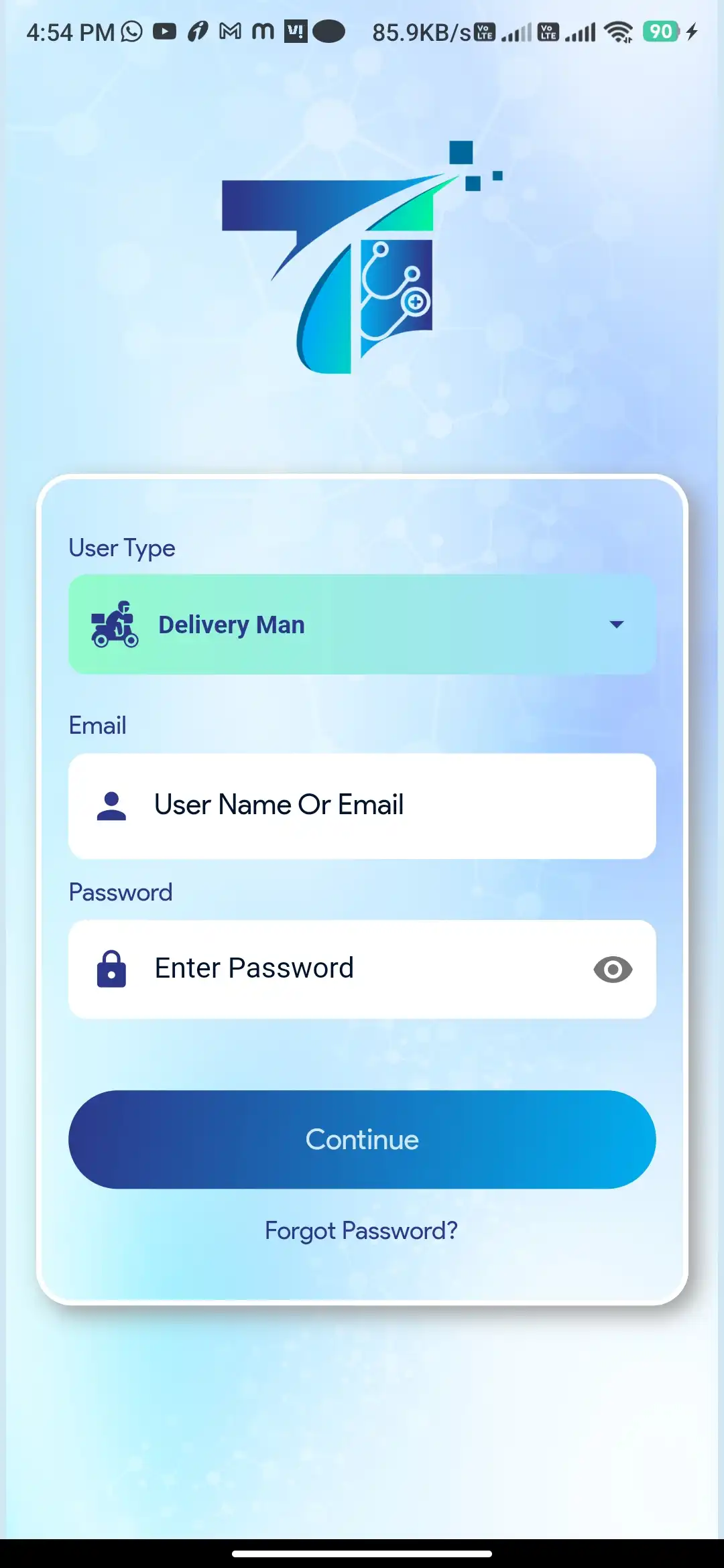 Pharmacy Ordering — delivery — Login