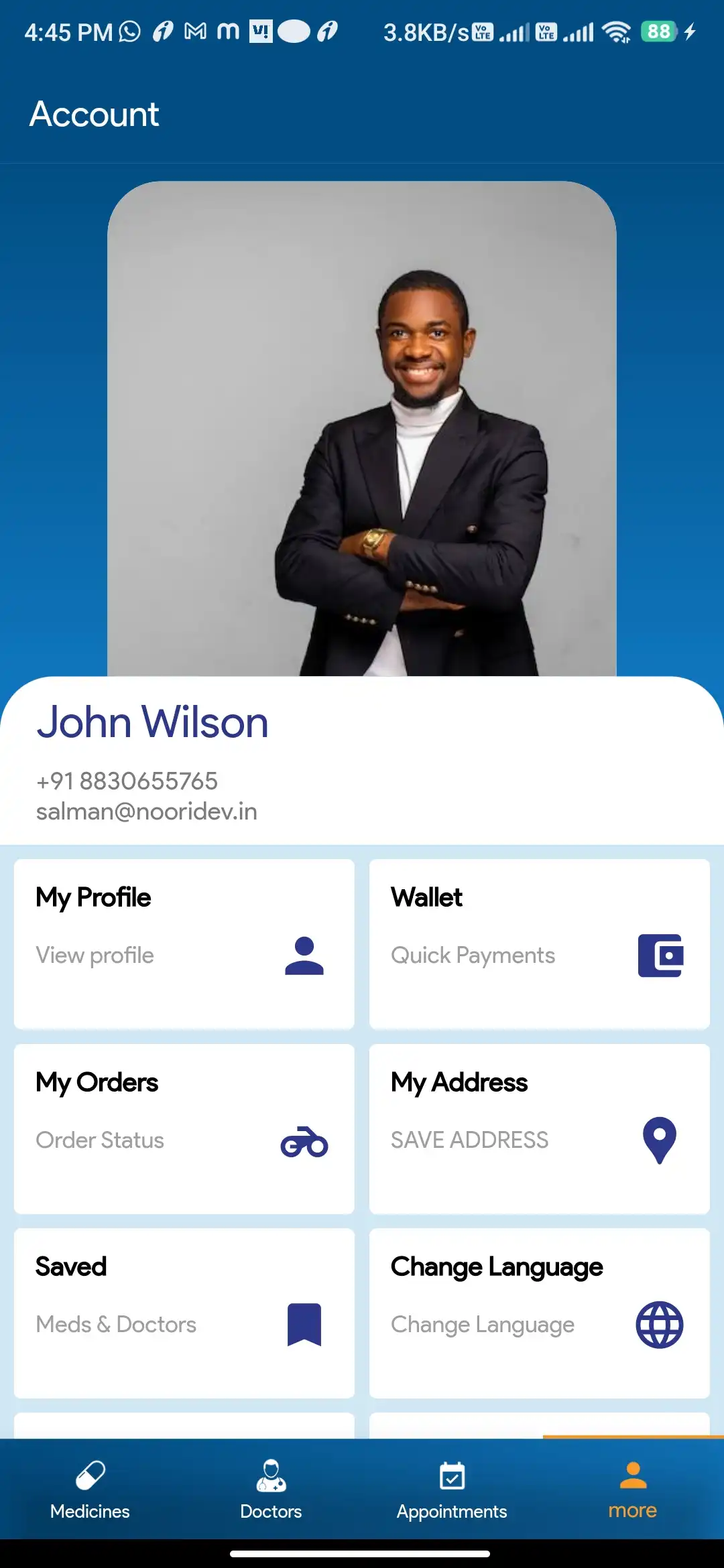 Pharmacy Ordering — user — Account