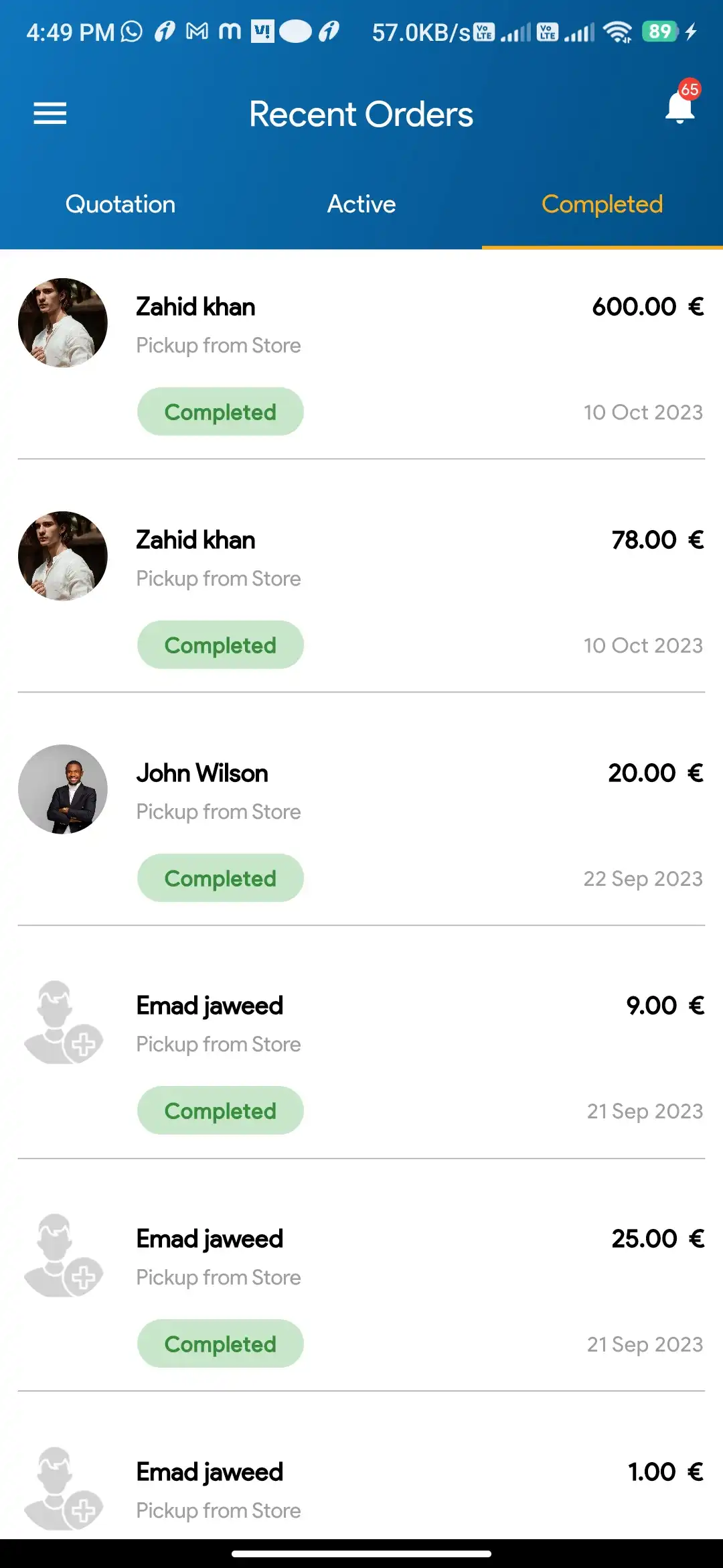 Pharmacy Ordering — pharmacy — Recent Orders Completed