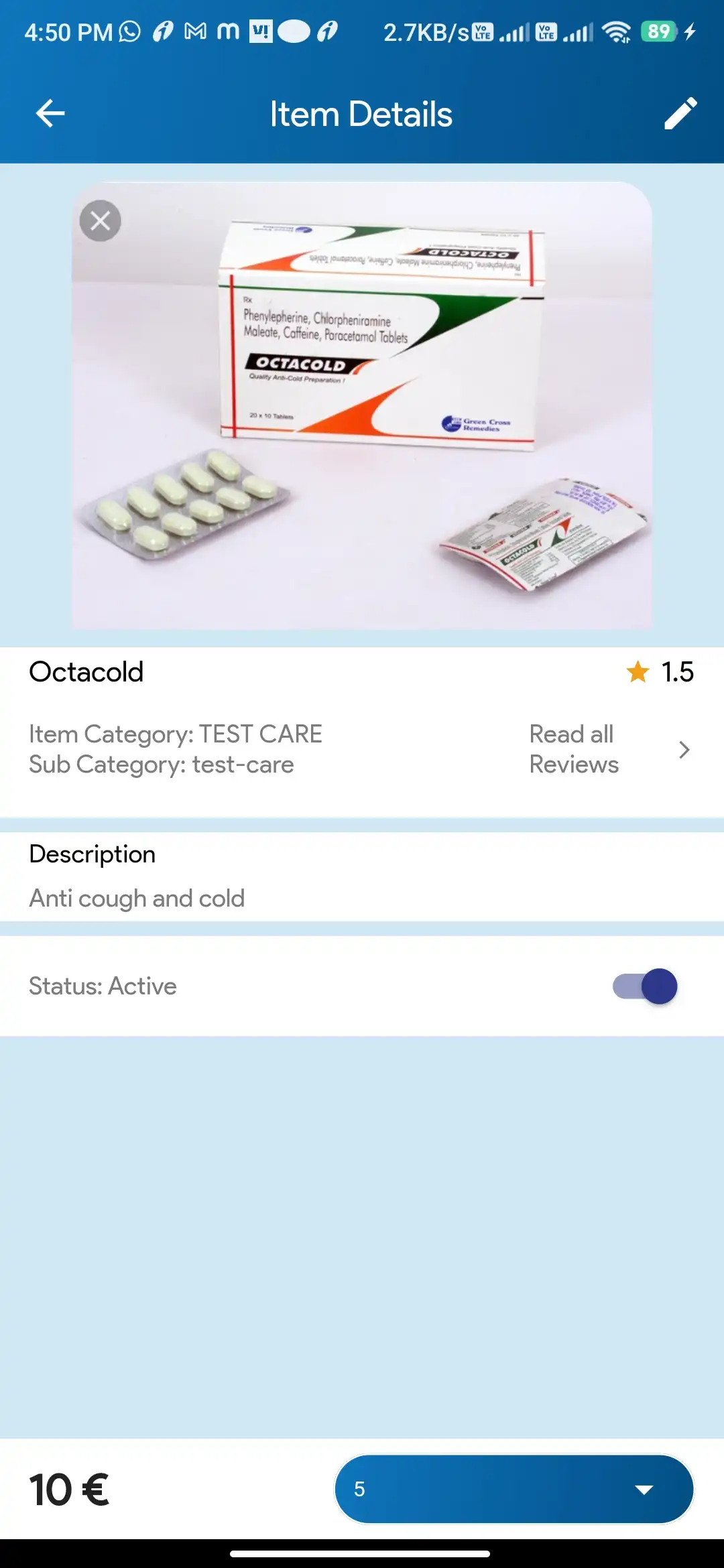 Pharmacy Ordering — pharmacy — Item Details