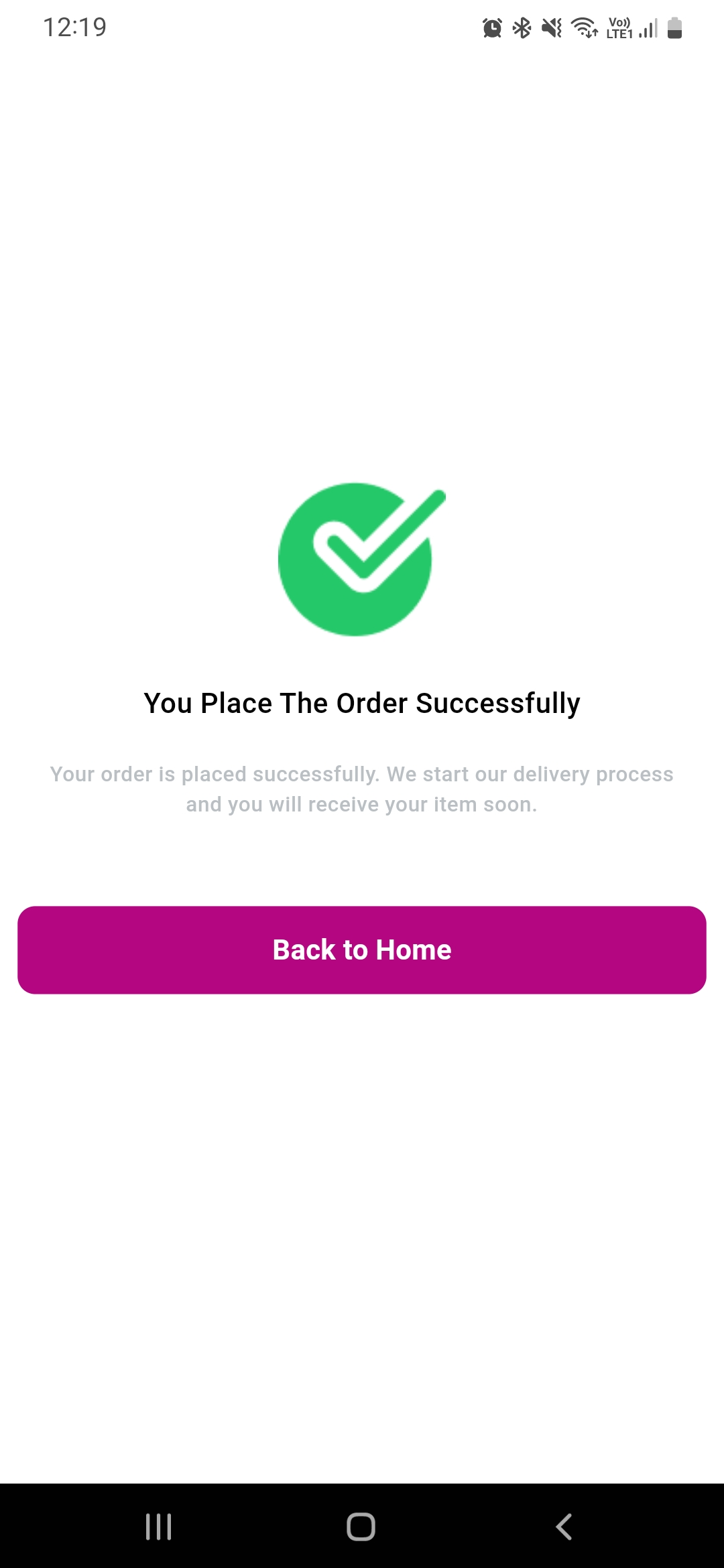 Grocery user app — Payment Successful Page