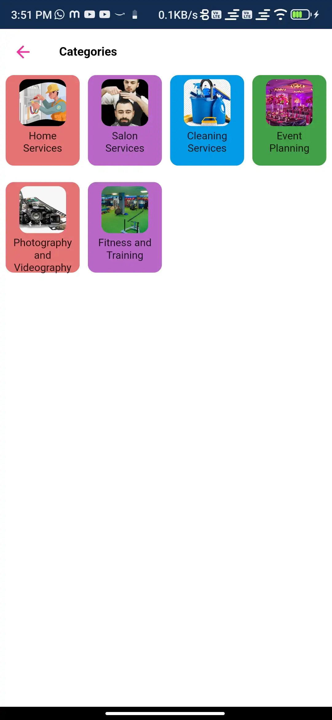 Service marketplace — user app — Categories
