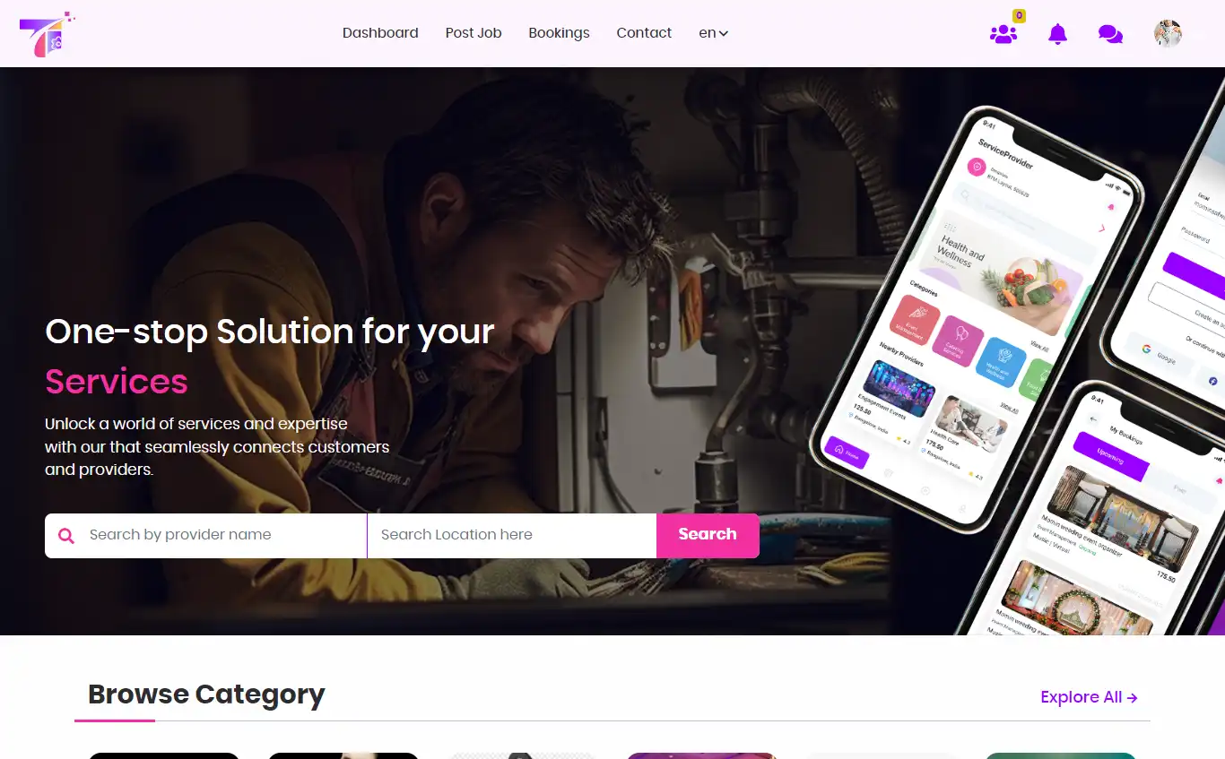 Service marketplace — user panel — Home