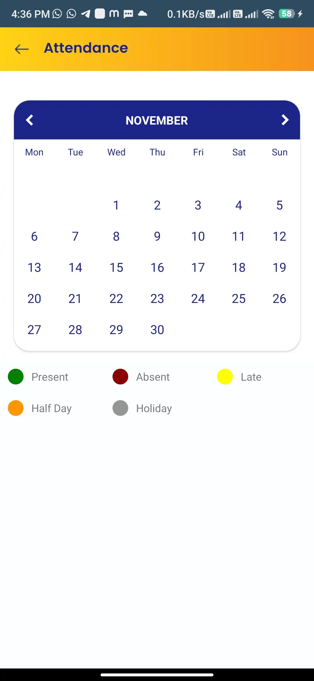 School management — student app — Attendance