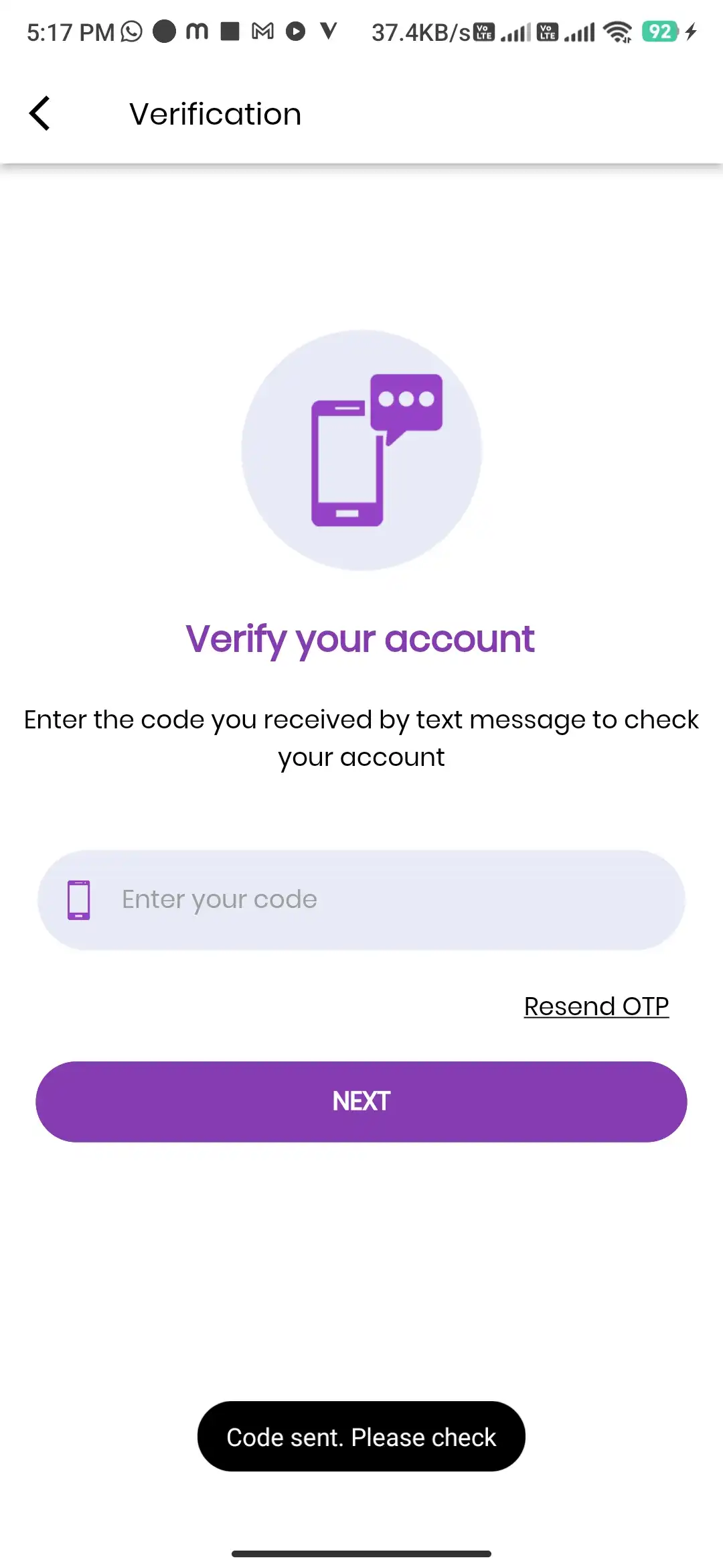 Social platform — user app — Verification