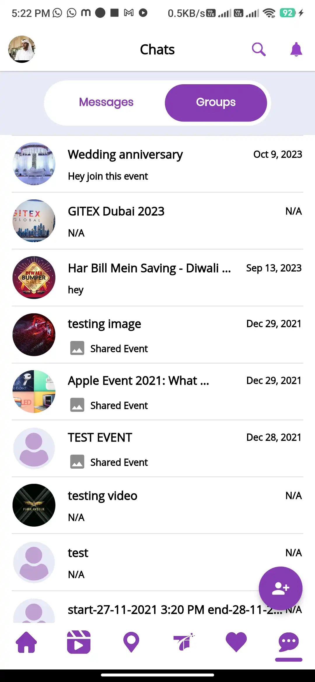 Social platform — user app — Chat Groups