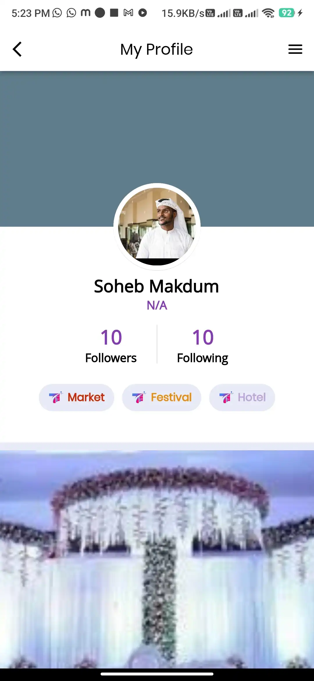 Social platform — user app — My Profile