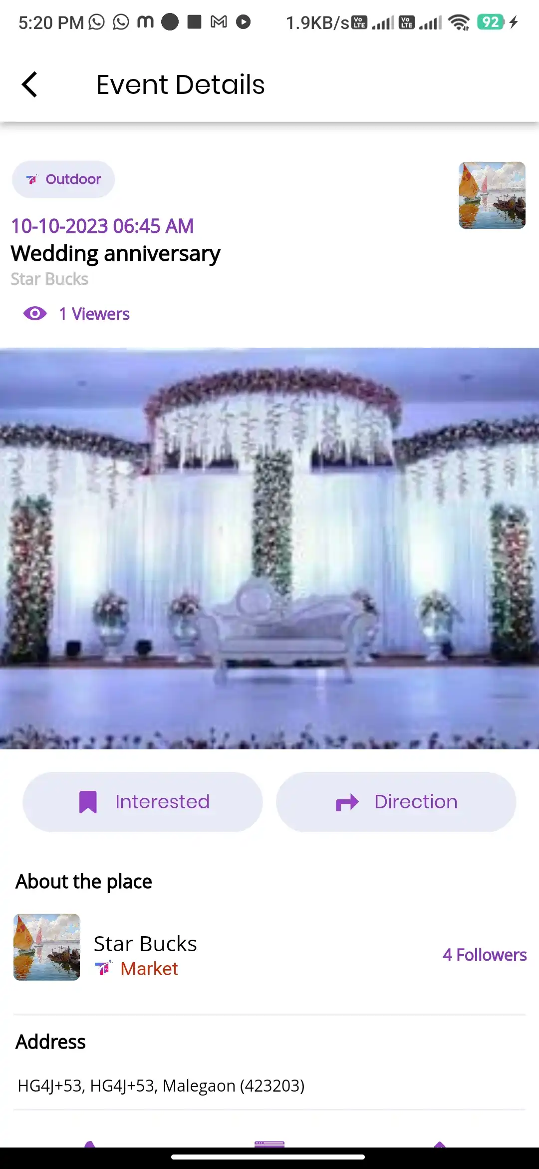 Social platform — user app — Event Details