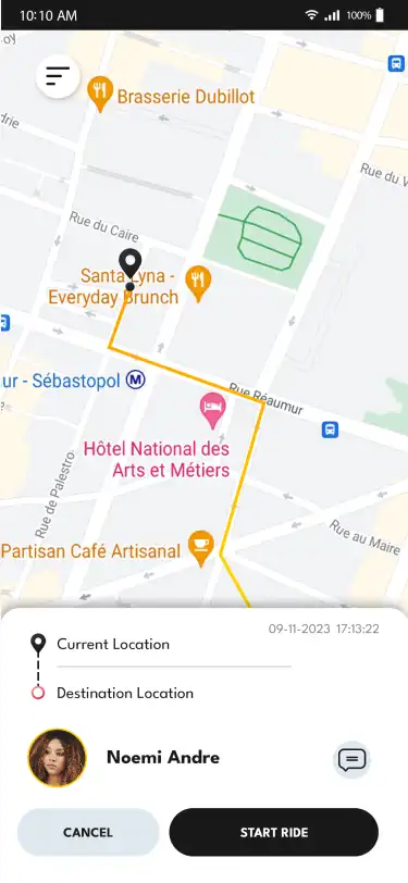 Taxi App Subscription — driver — Start Ride