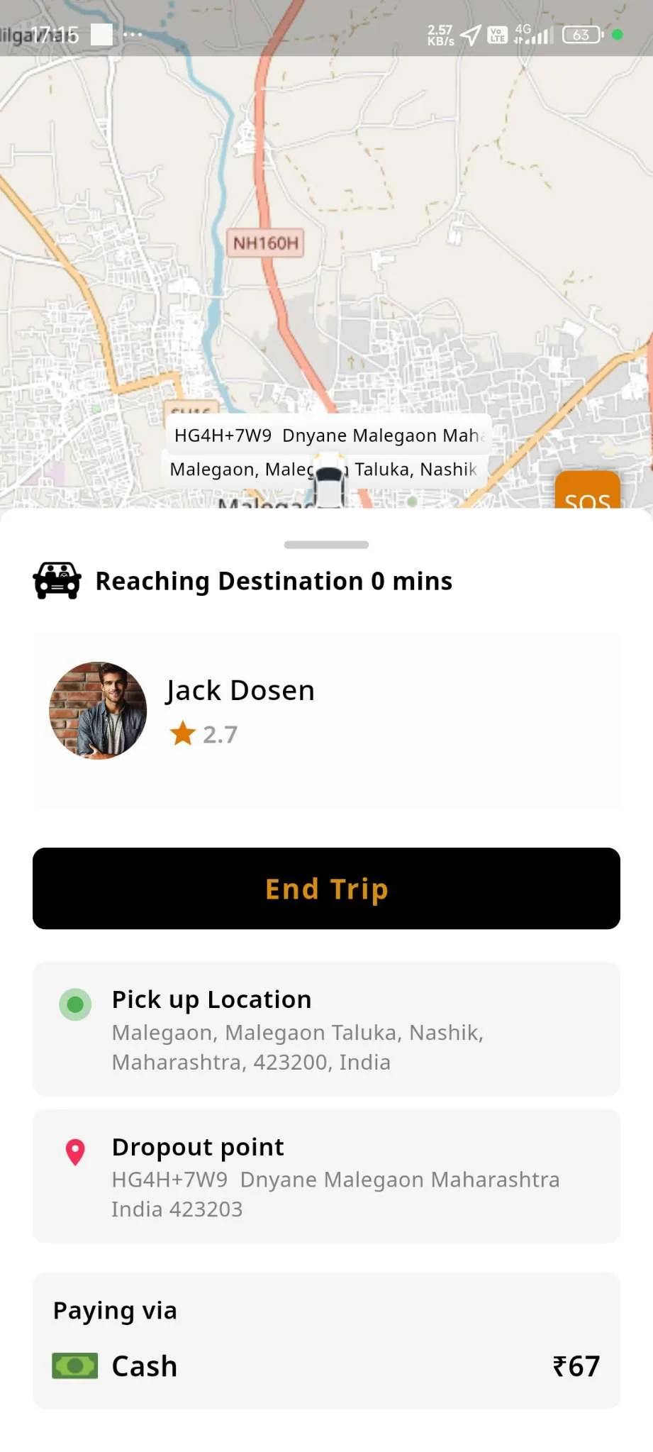 Taxi App — Driver App — End Ride