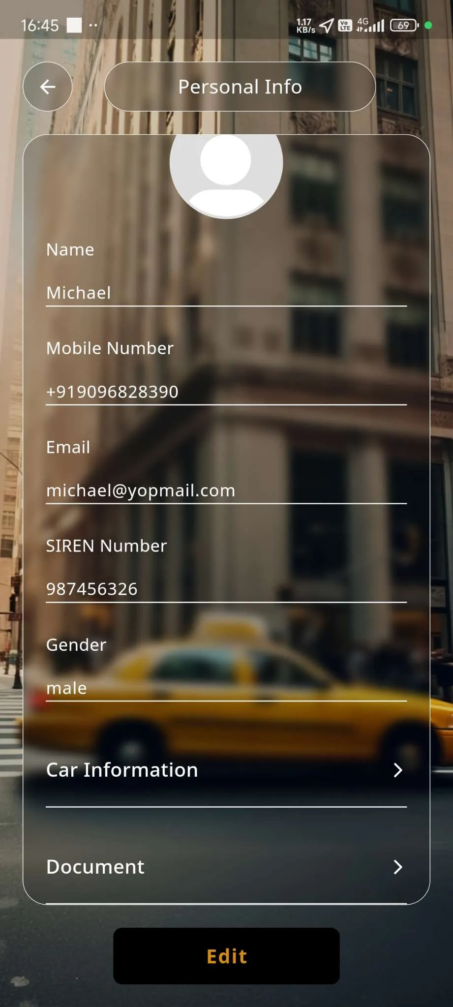 Taxi App — Driver App — Profile