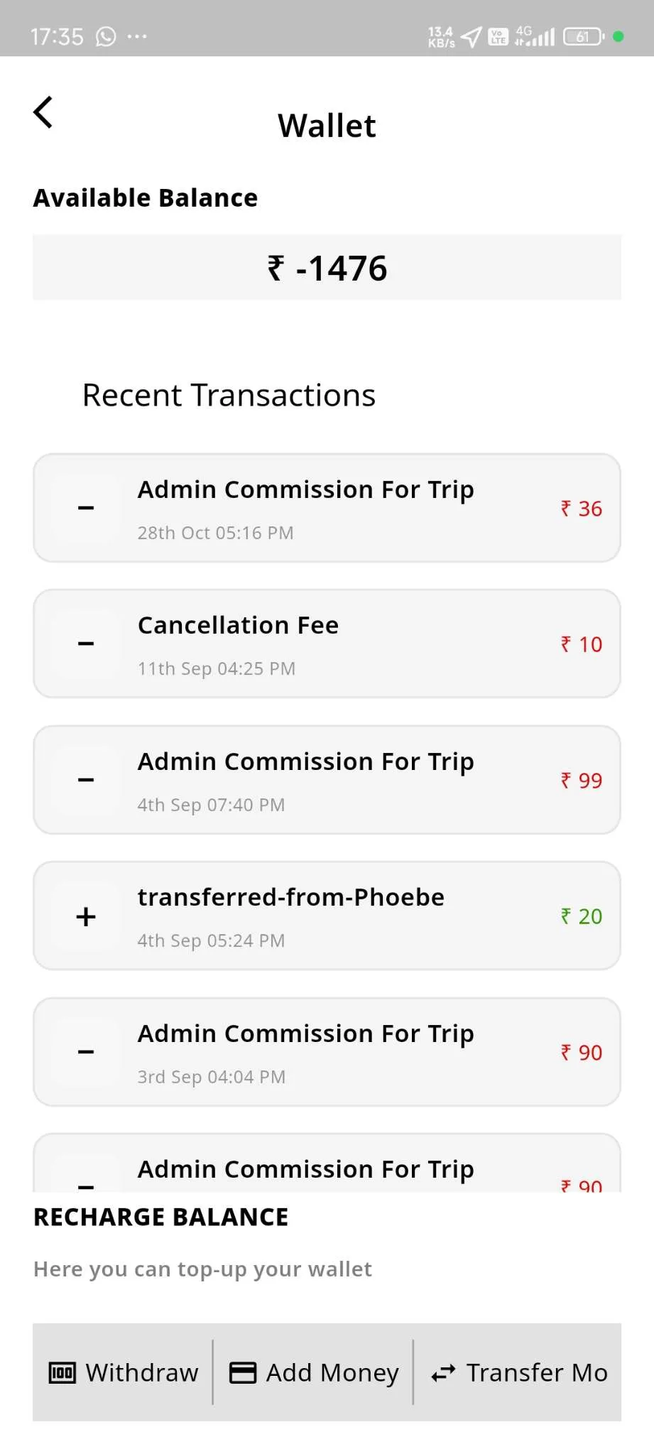 Taxi App — Driver App — Wallet