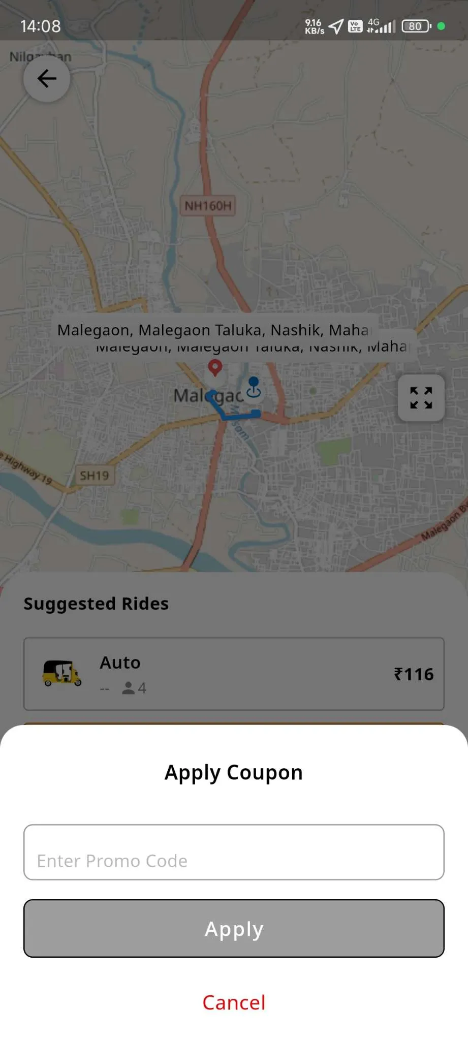 Taxi App — User App — Apply Coupon