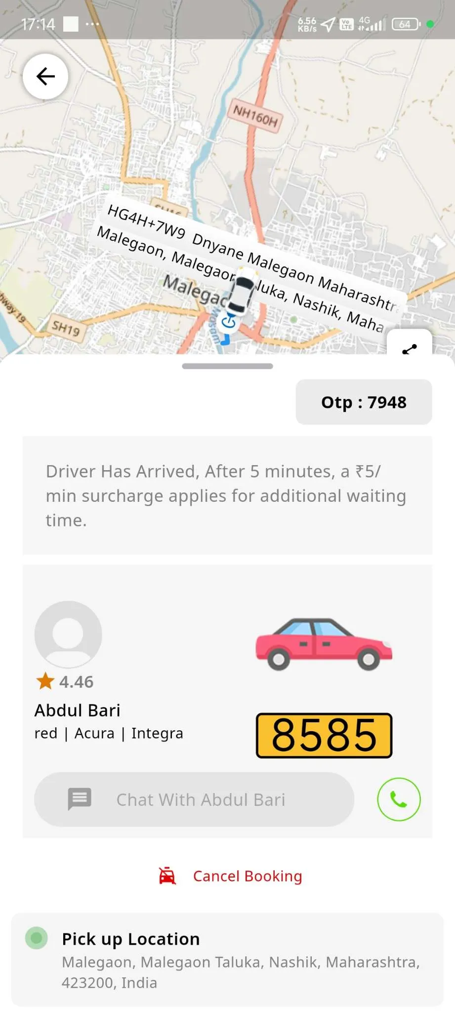 Taxi App — User App — Cancel Booking