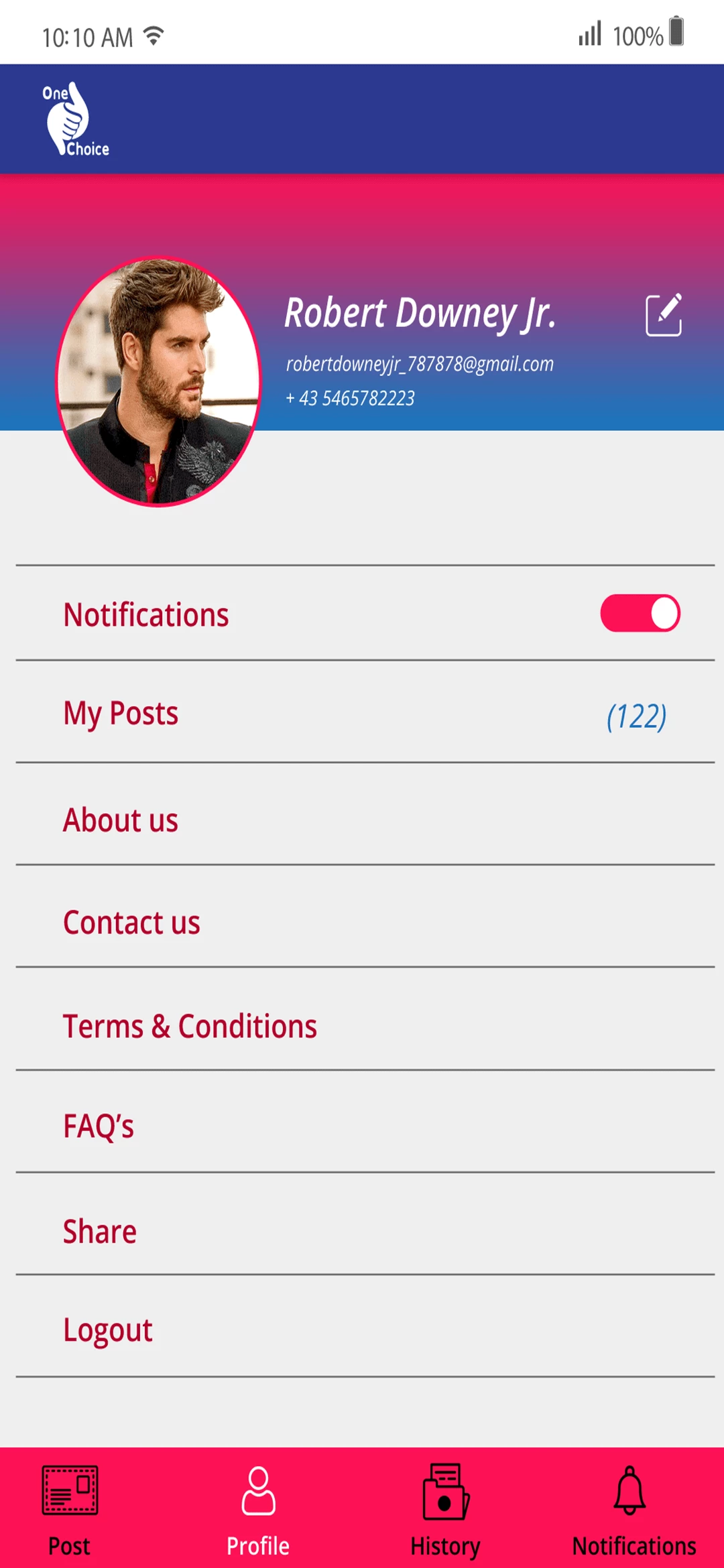 Choice Making App app — Profile