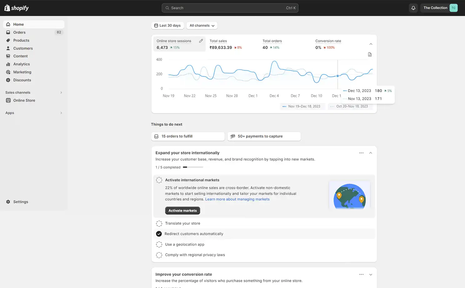 Apparel eCommerce admin — Home