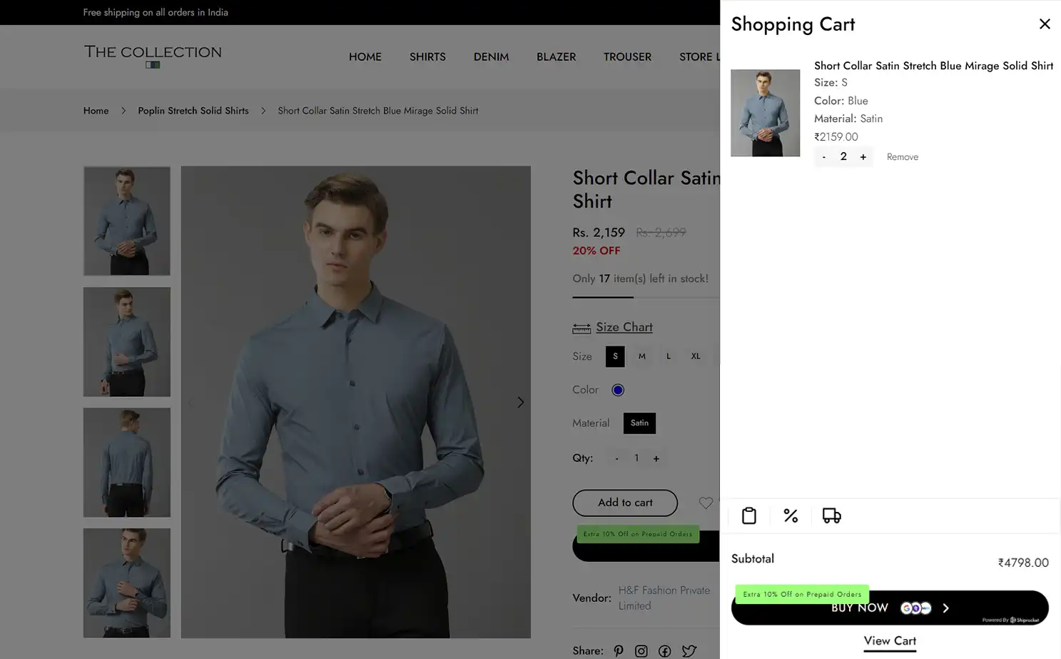 Apparel eCommerce user — Add to Cart