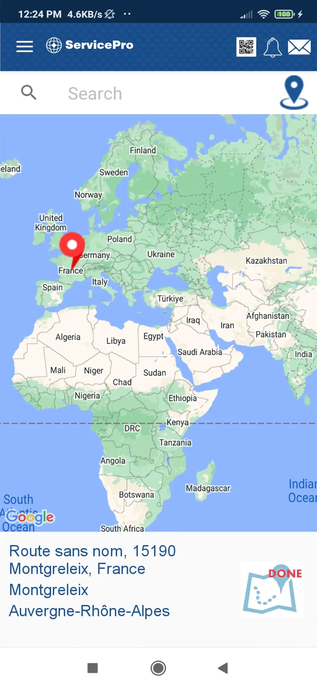 Courier and transport — user — Location