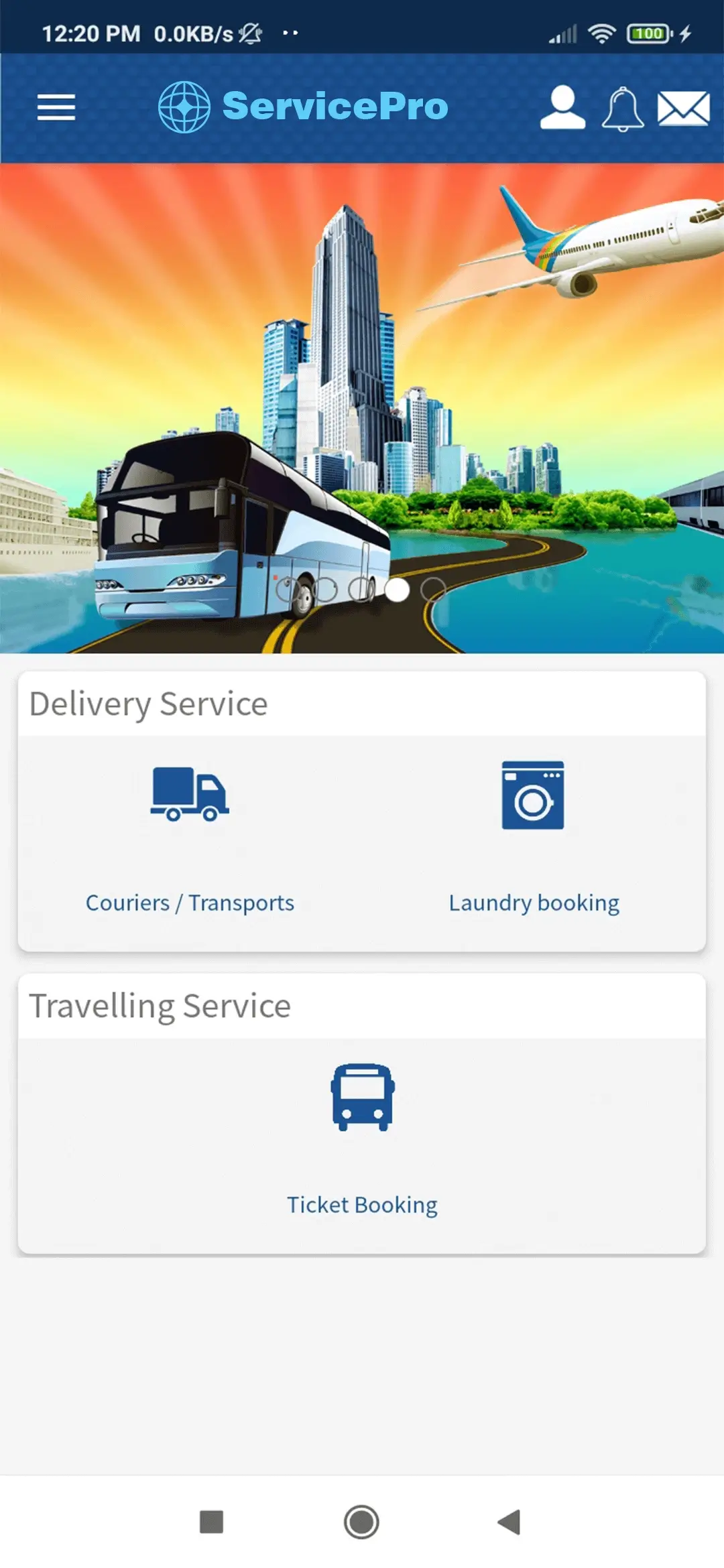 Courier and transport — user — Dashboard