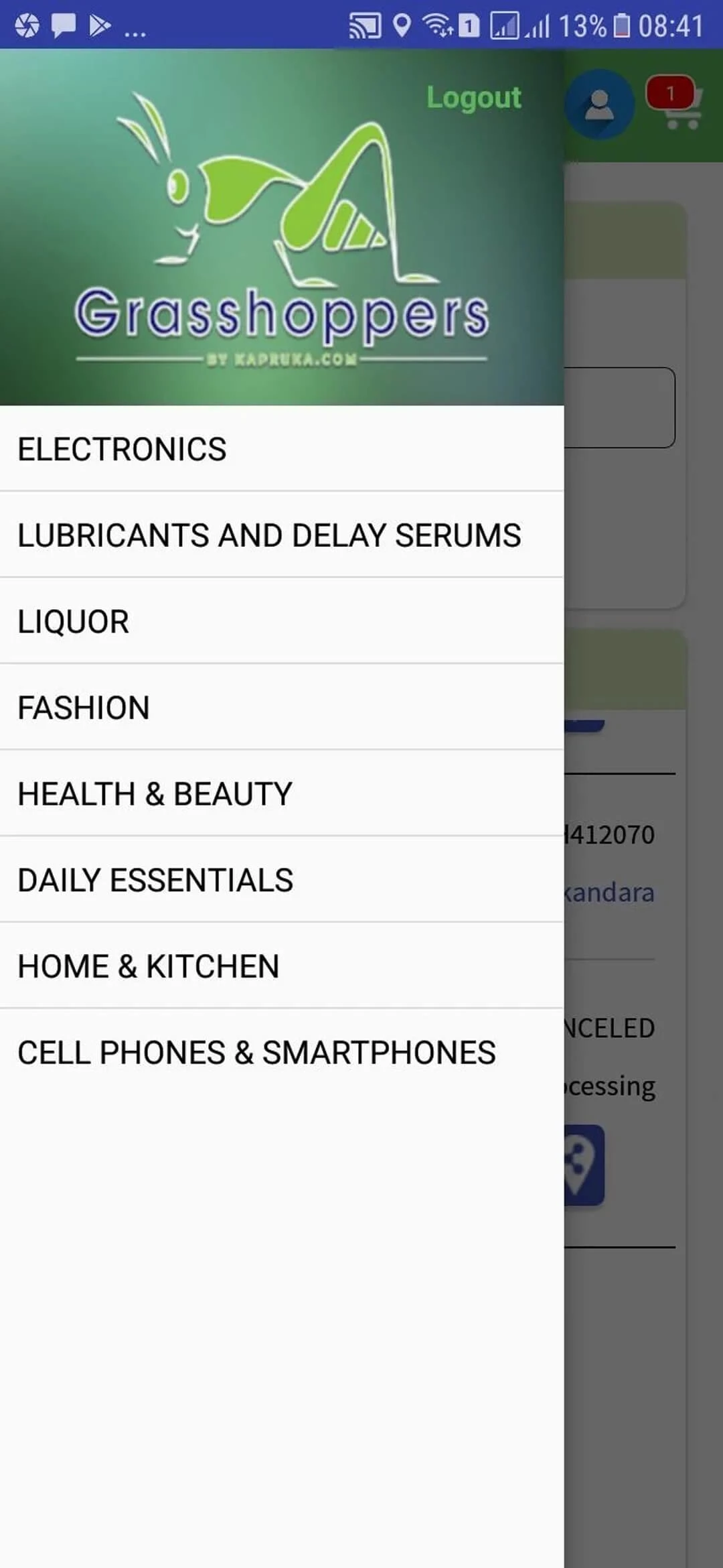 Delivery Management System app — Side Menu