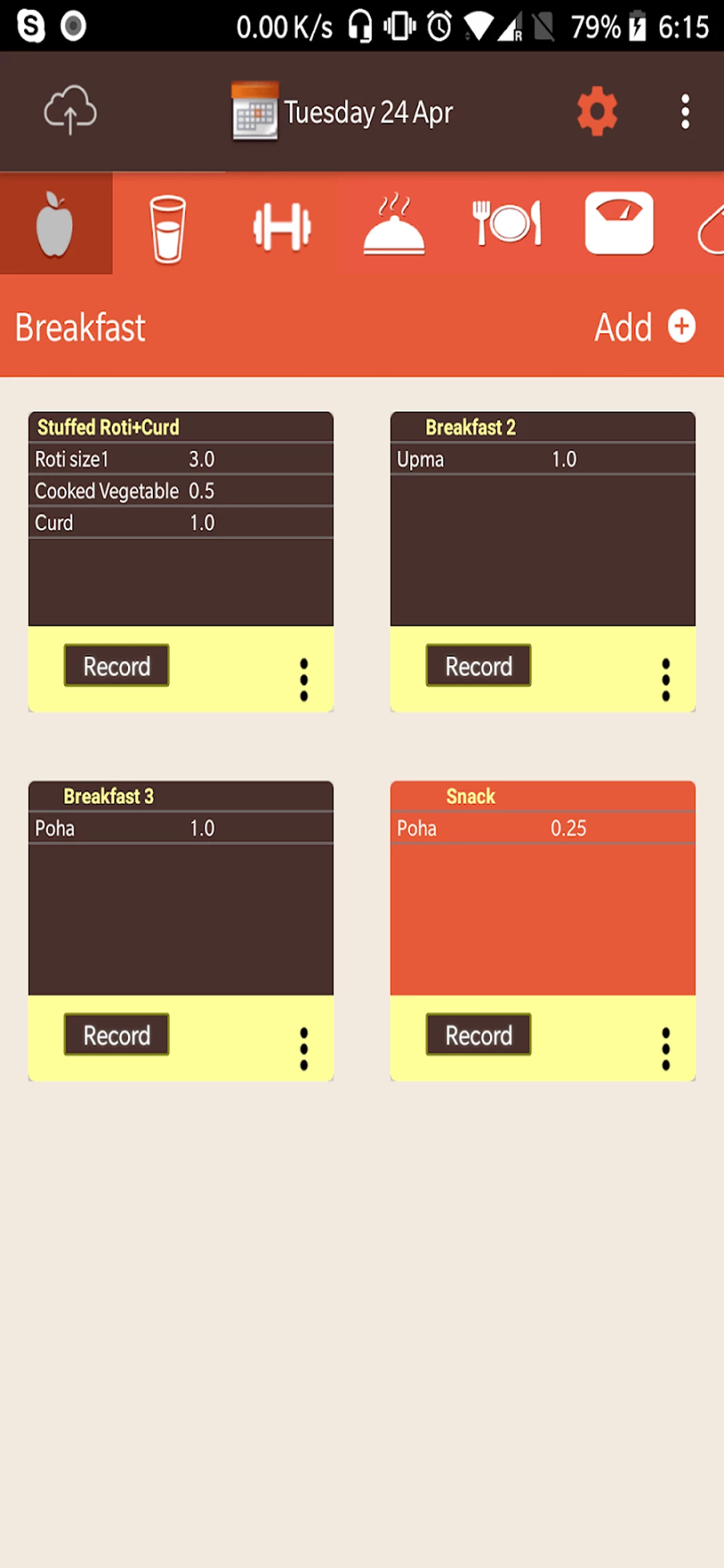 Diet App app — Breakfast