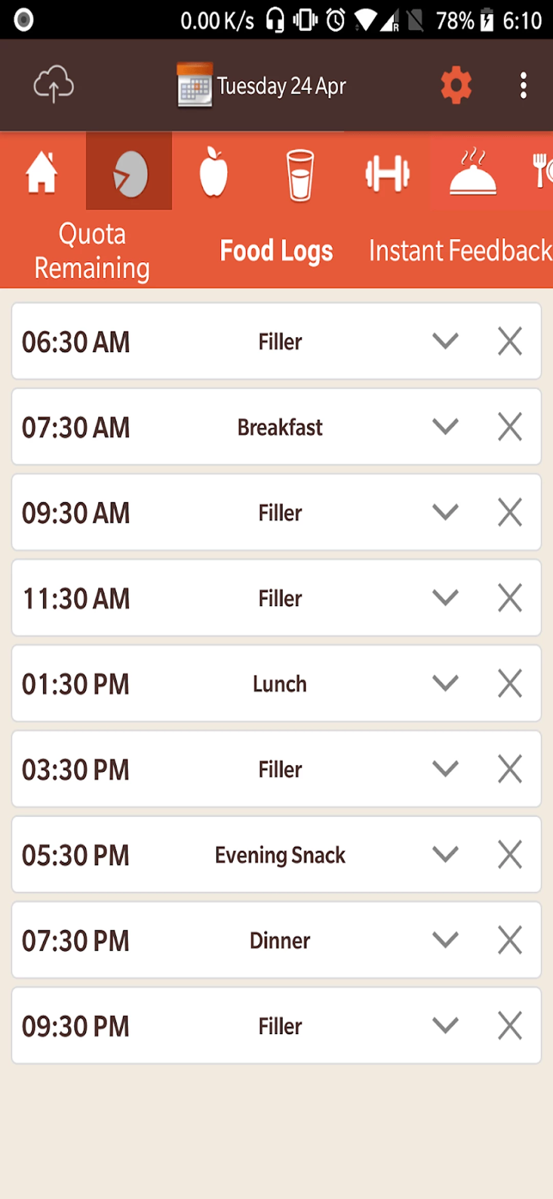 Diet App app — Food Logs