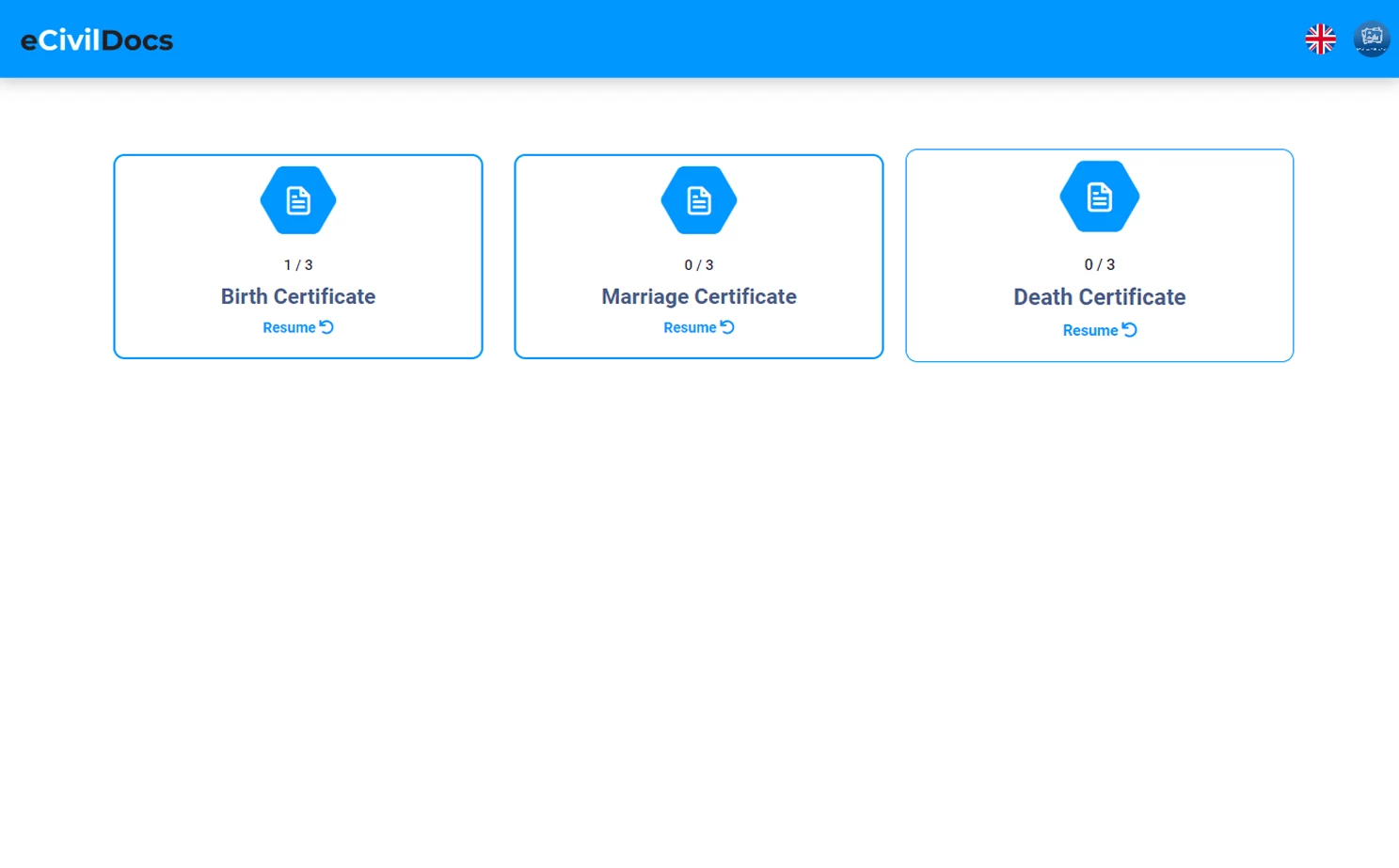 Digital Solution For Civil Documents indexer — Dashboard