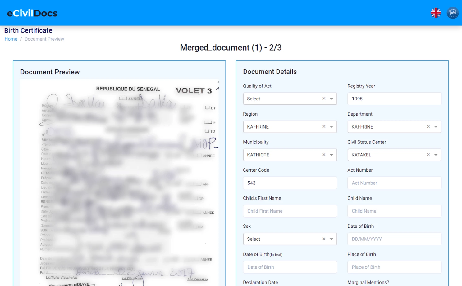 Digital Solution For Civil Documents indexer — Verify Document
