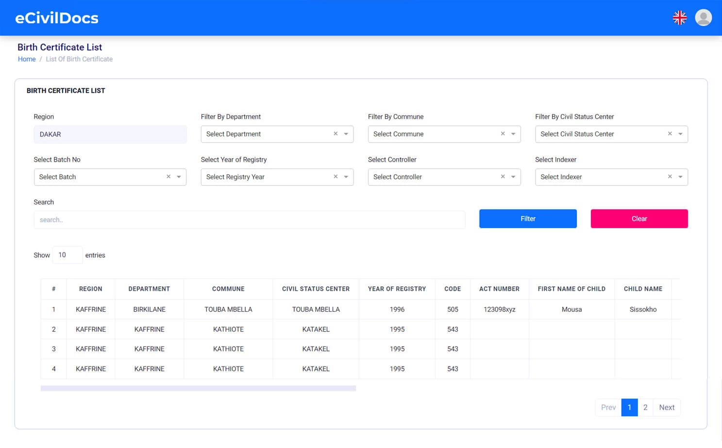 Digital Solution For Civil Documents supervisor — Birth Certificate