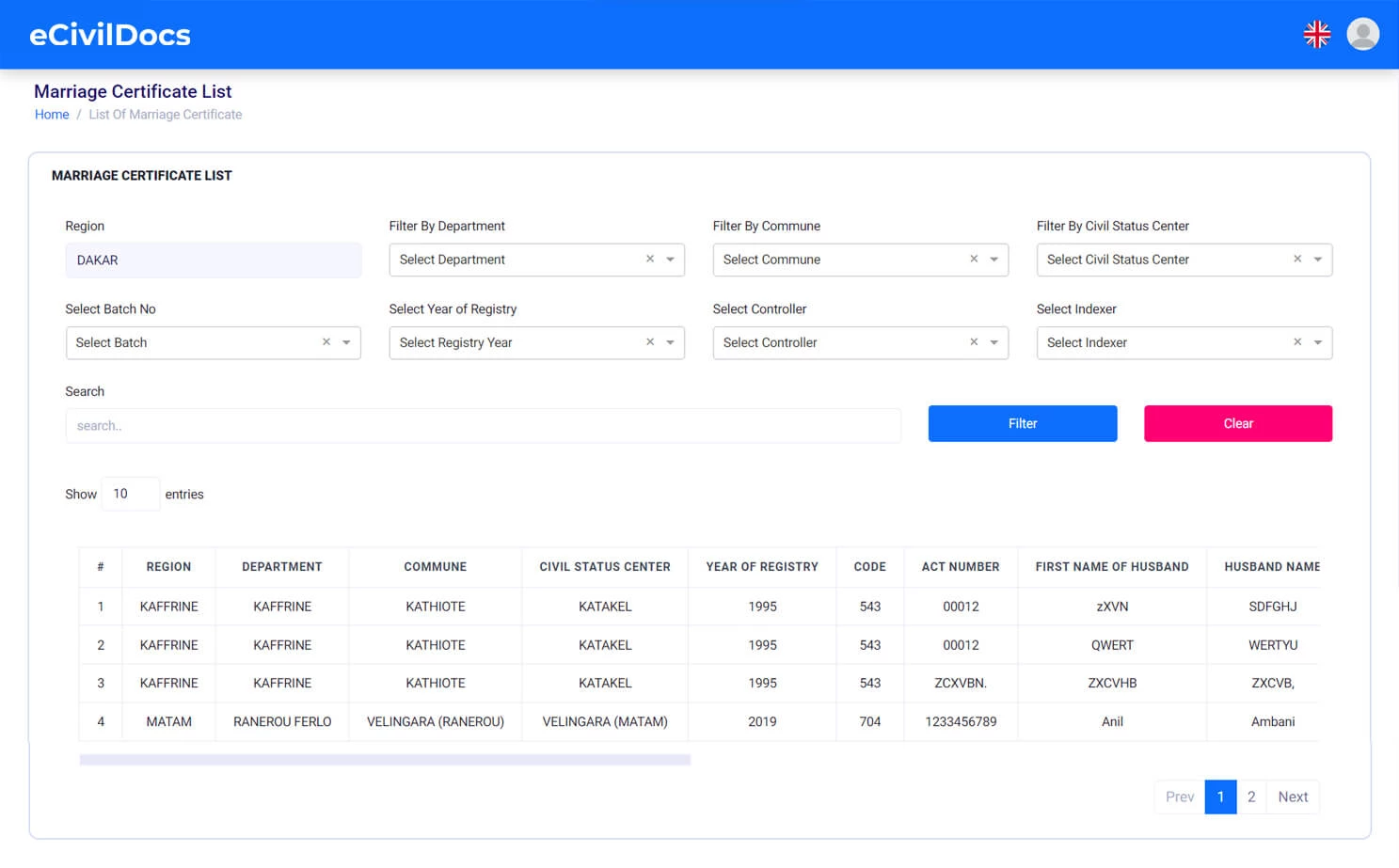 Digital Solution For Civil Documents supervisor — Marriage Certificate