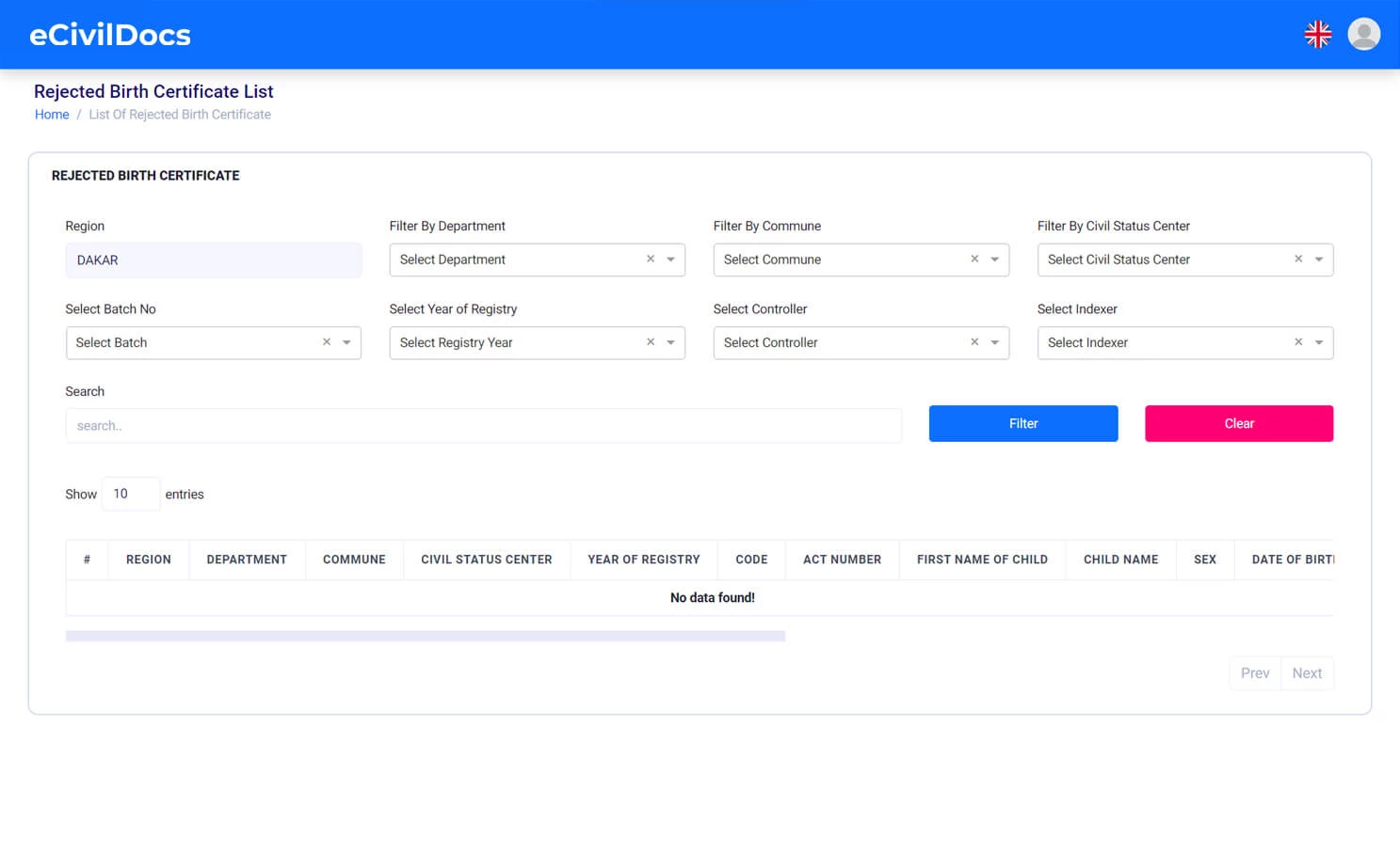 Digital Solution For Civil Documents supervisor — Rejected Birth Certificate