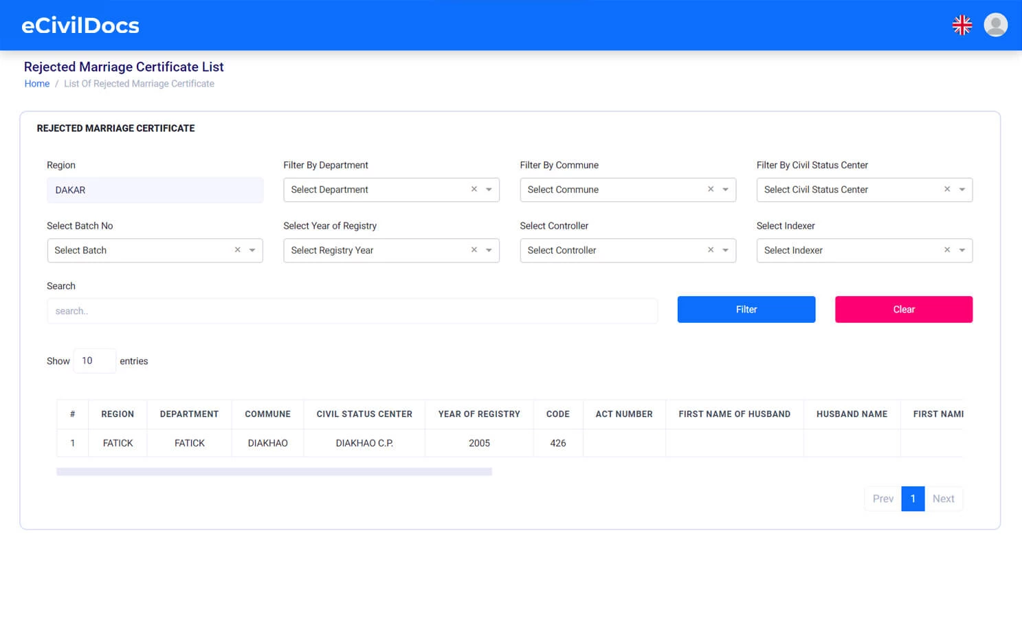 Digital Solution For Civil Documents supervisor — Rejected Marriage Certificate