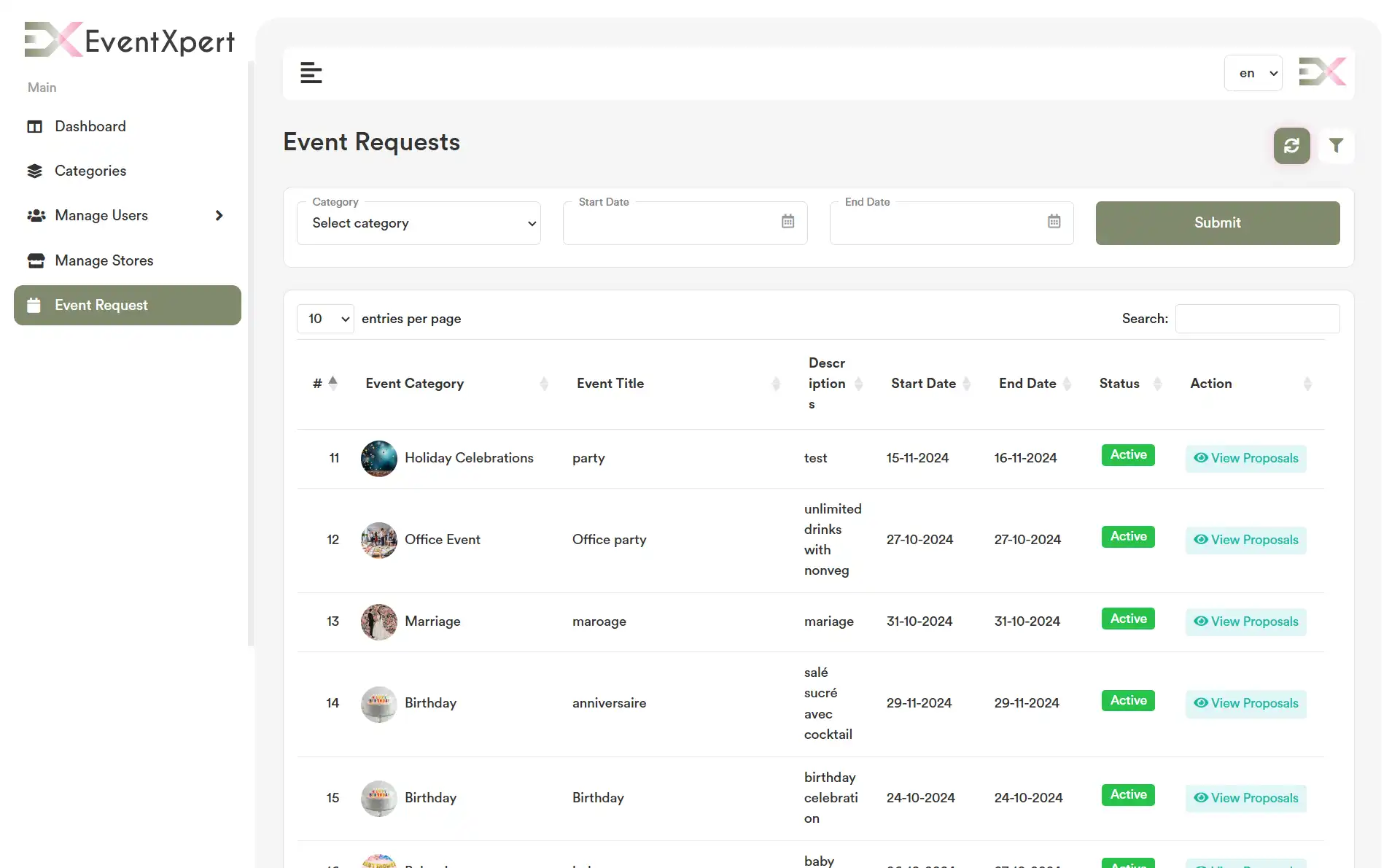 Admin Panel — Event Requests