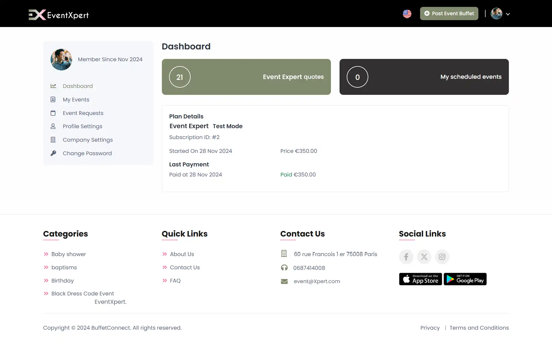 Service providers — Dashboard