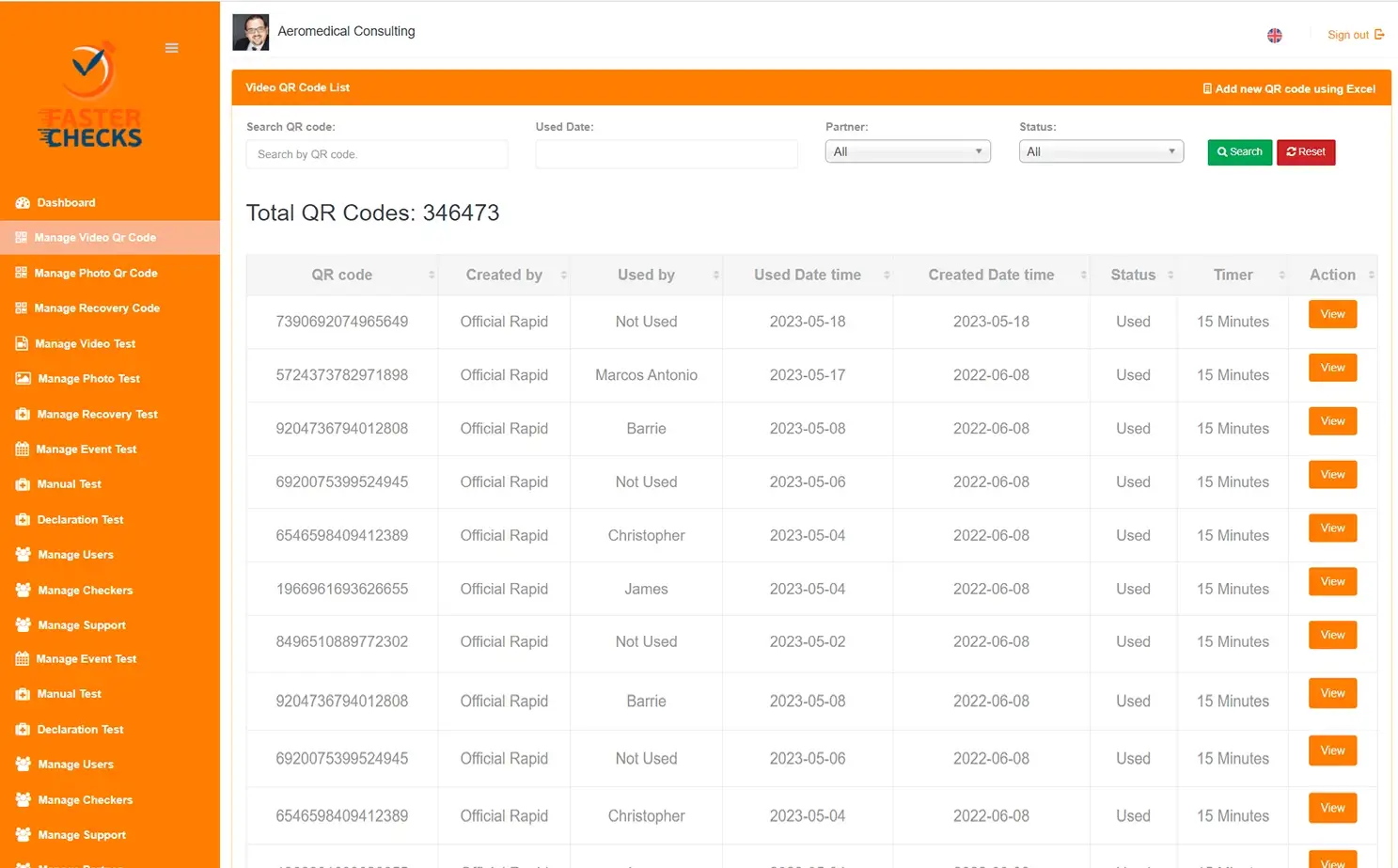 Faster Checks admin — Manage Video QR Code