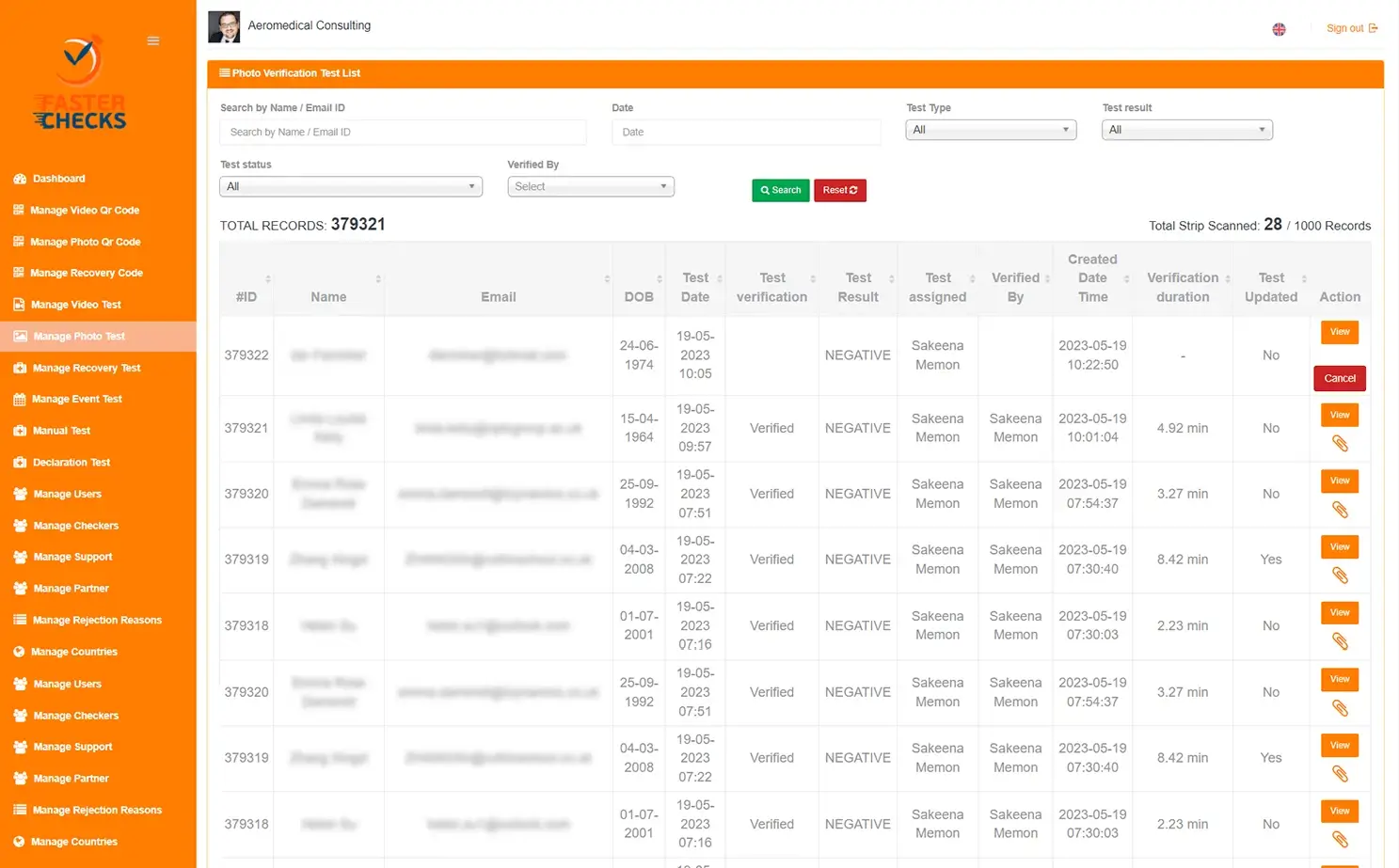 Faster Checks admin — Manage Photo Test