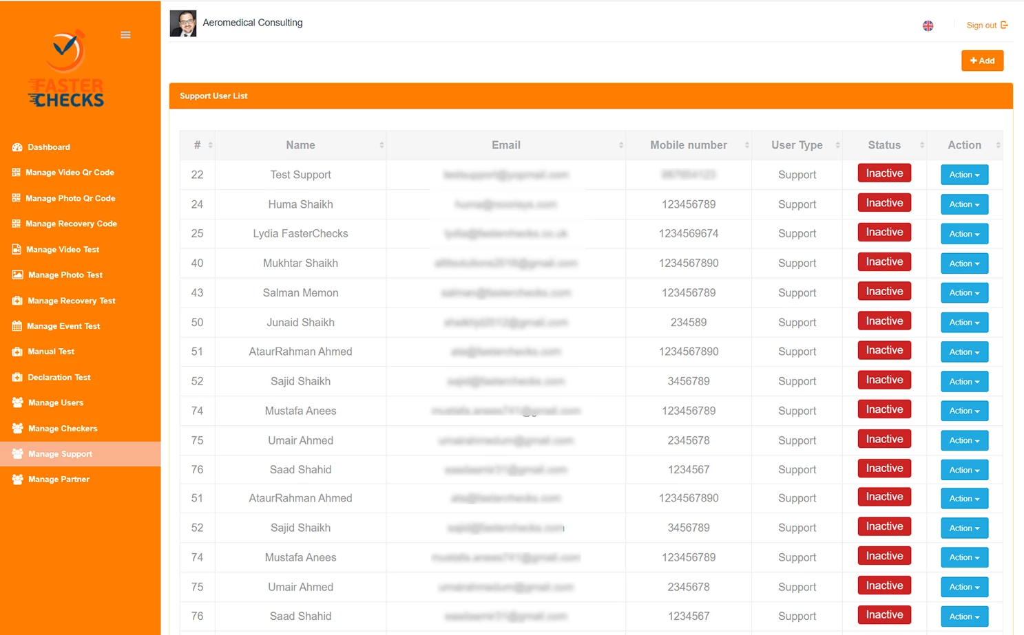 Faster Checks admin — Manage Supprot