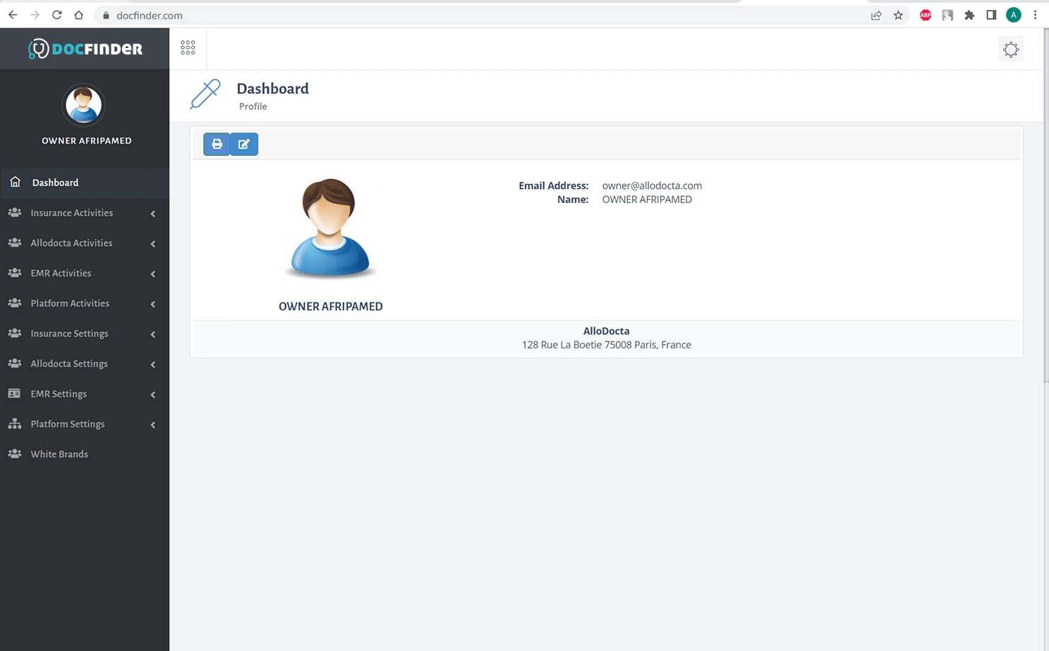 Docfinder admin — Profile
