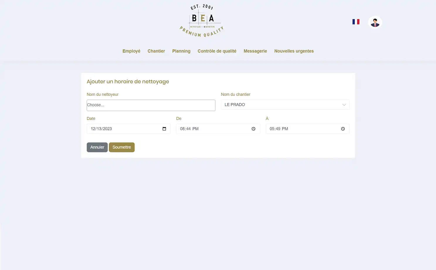 Home Cleaning Services web — Add Schedule