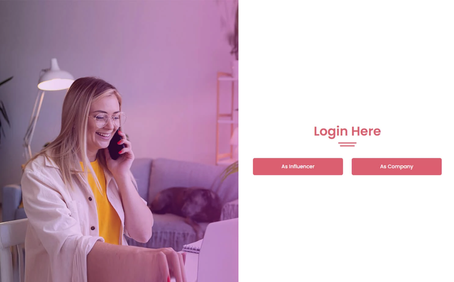 Influencer Marketplace — company — Select User Type
