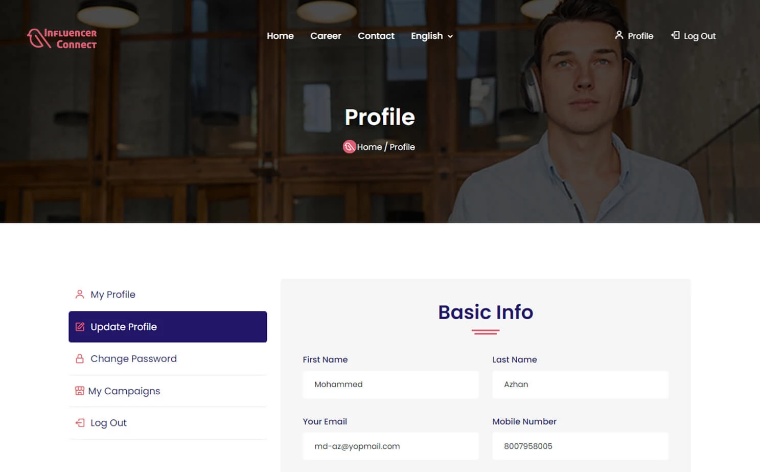 Influencer Marketplace — company — Update Profile