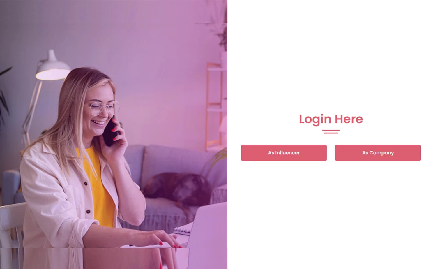 Influencer Marketplace — influencer — Select User Type