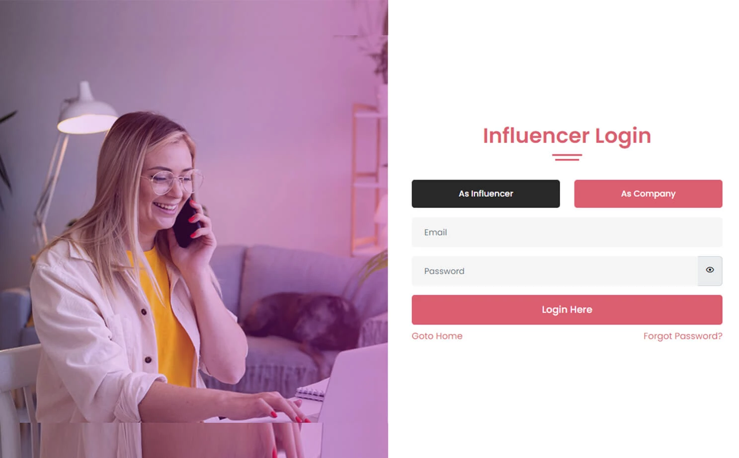 Influencer Marketplace — influencer — Influencer Login