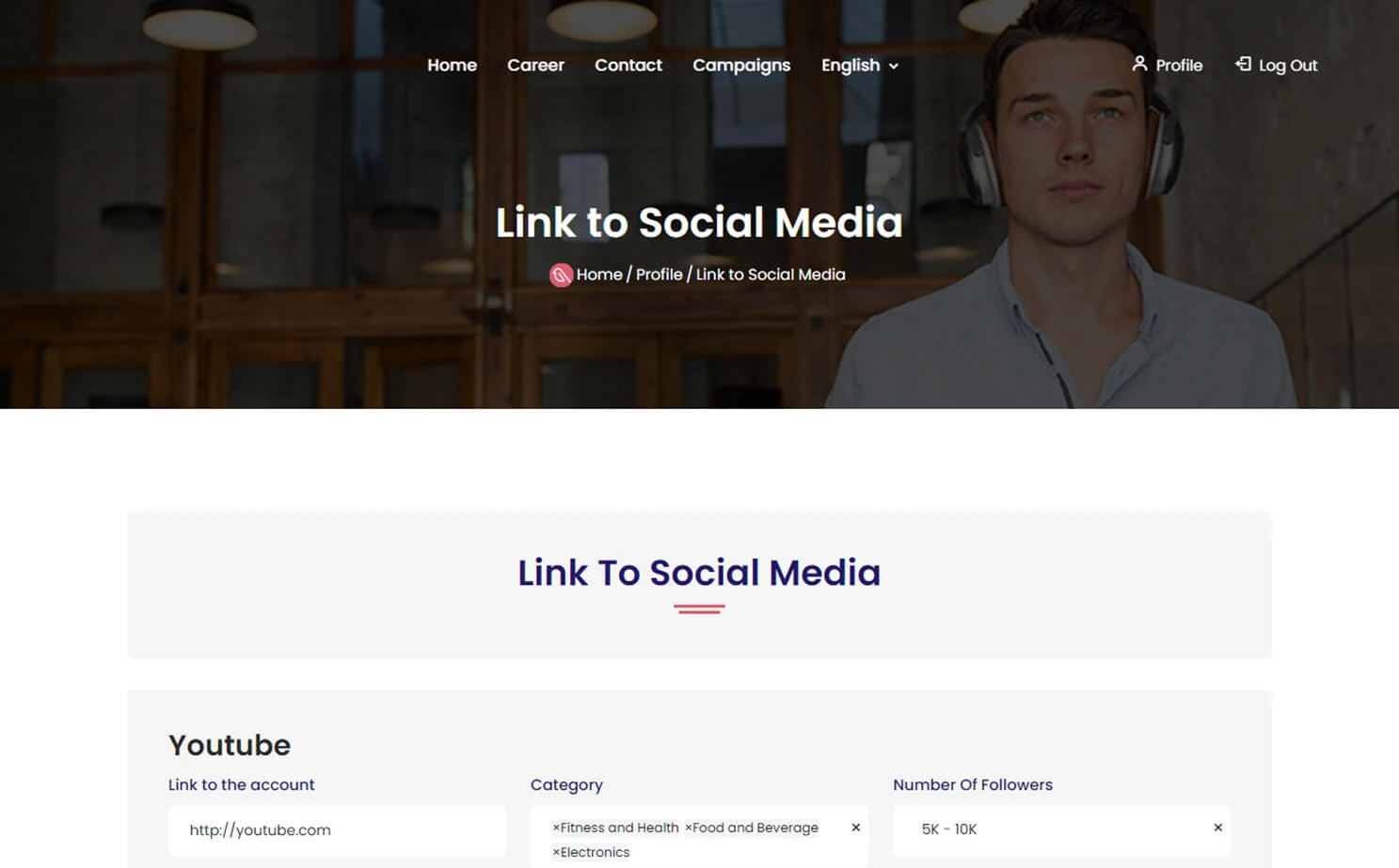 Influencer Marketplace — influencer — Linked To Social Media
