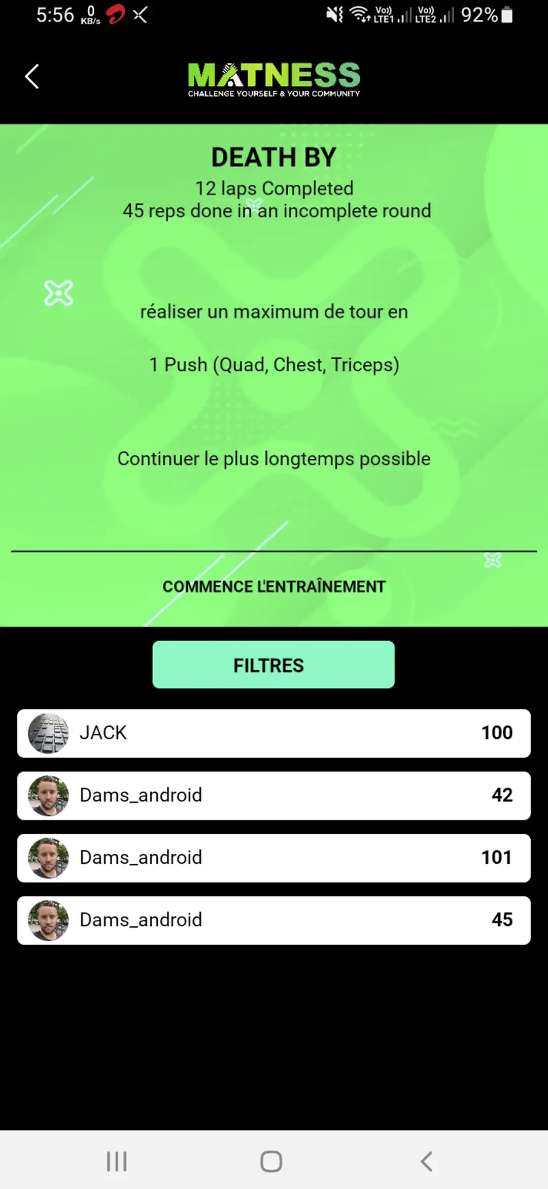 matness user — View Exercise Challange