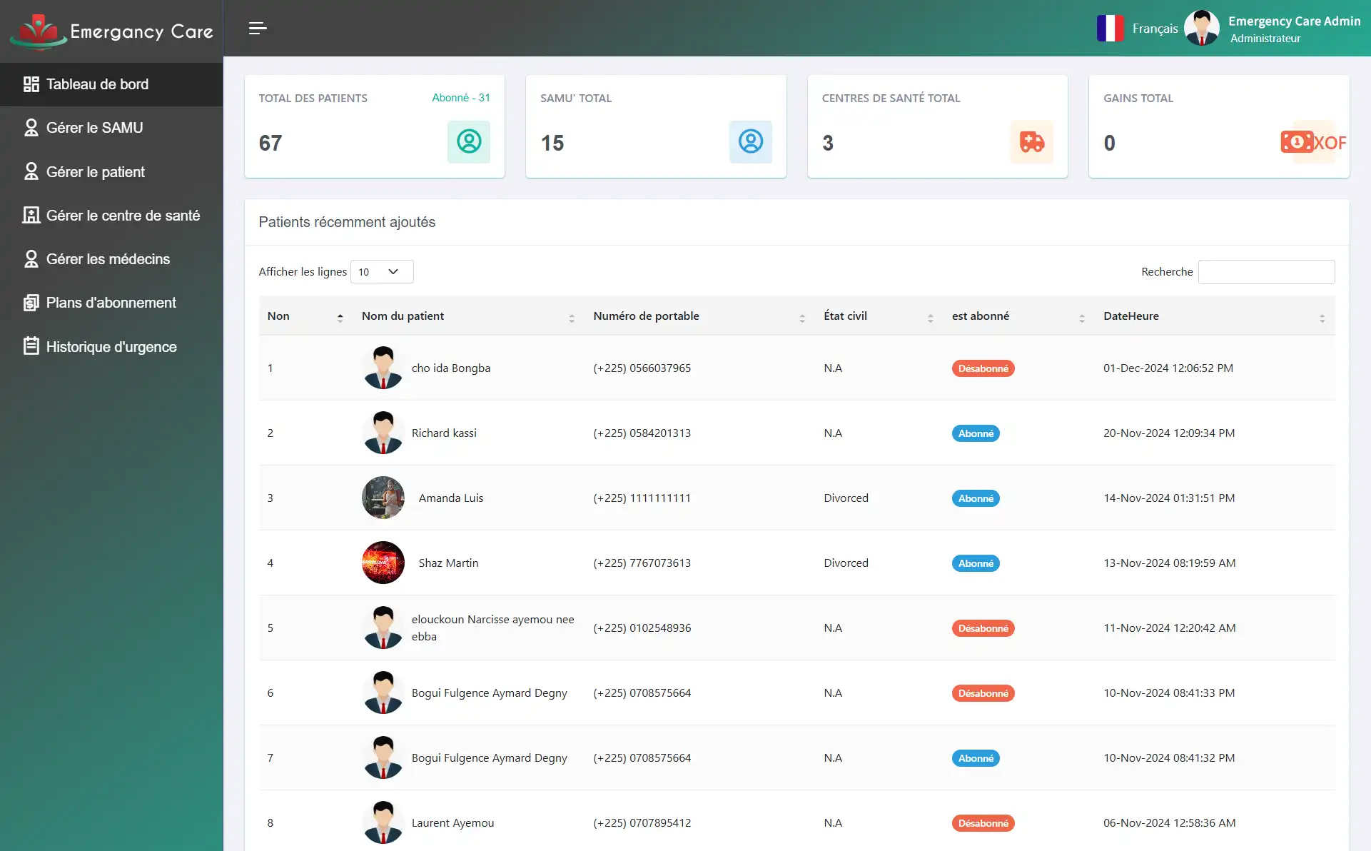 Admin App — Dashboard