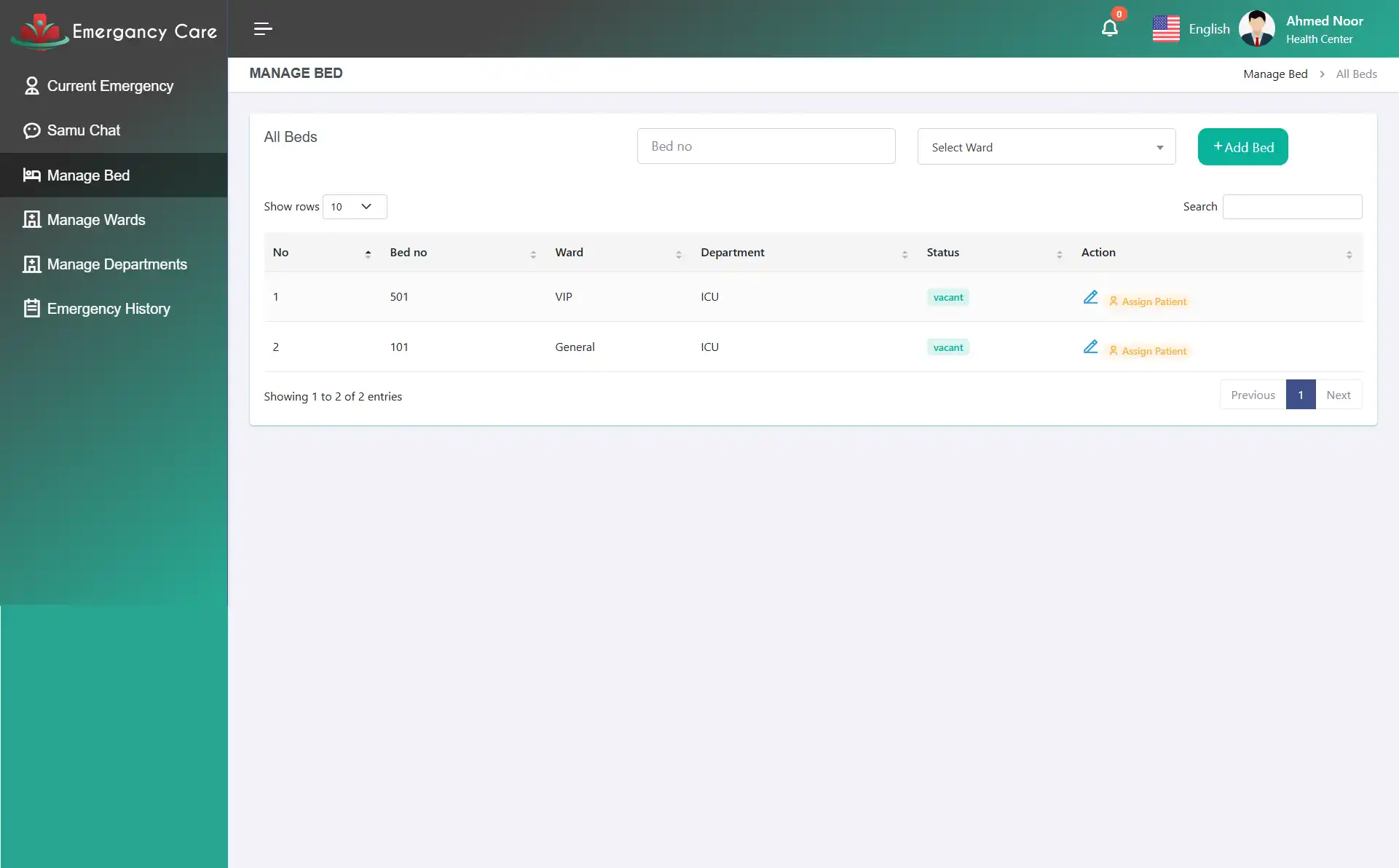 Doctor Web — Manage Bed