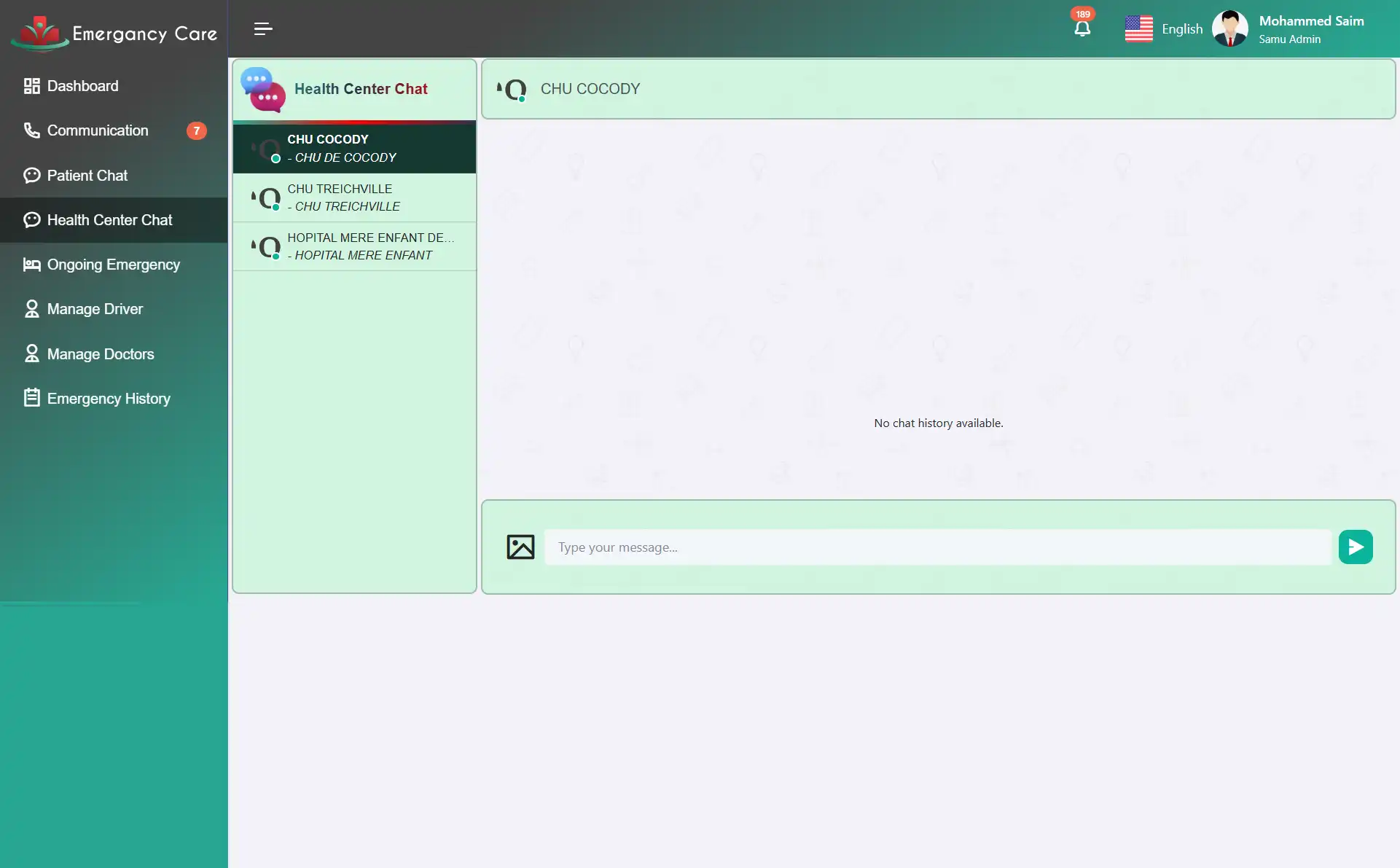 SAMU Web — Health Center Chat System