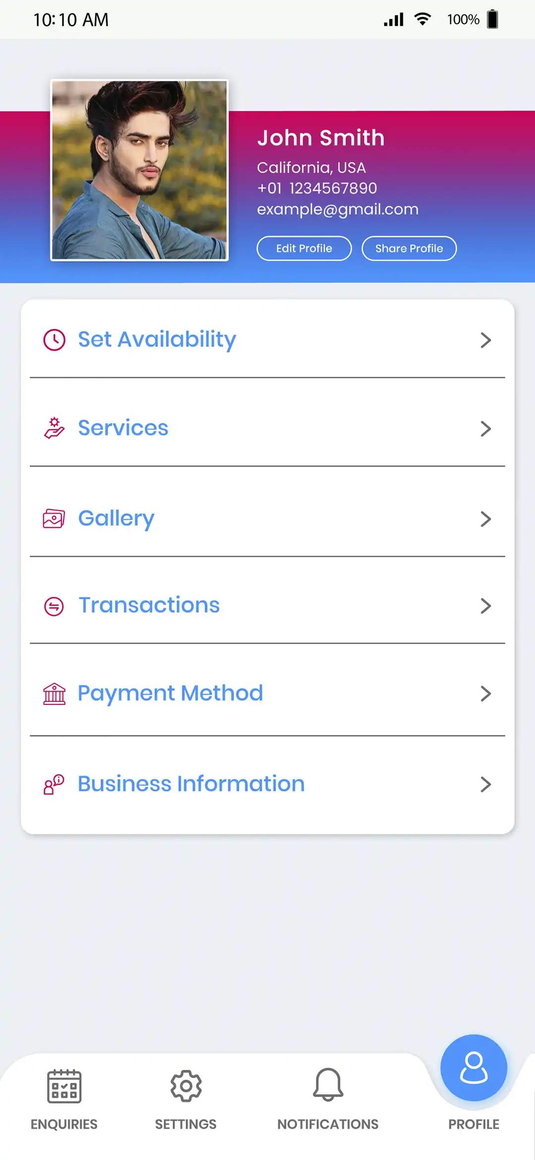 Market Place — service provider — Profile