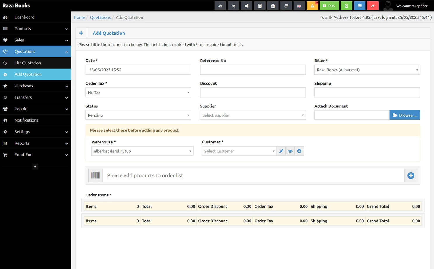 Online book admin — Add Quotation